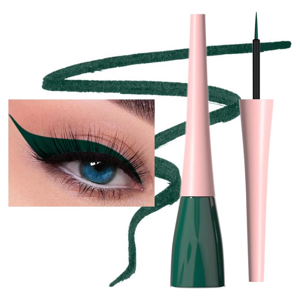 Delineador de Ojos Líquido Verde Oscuro evpct 1Pcs Impermeable