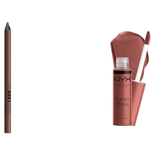 Dúo Labial NYX: Lápiz Labial Rebel Kind + Brillo Praline