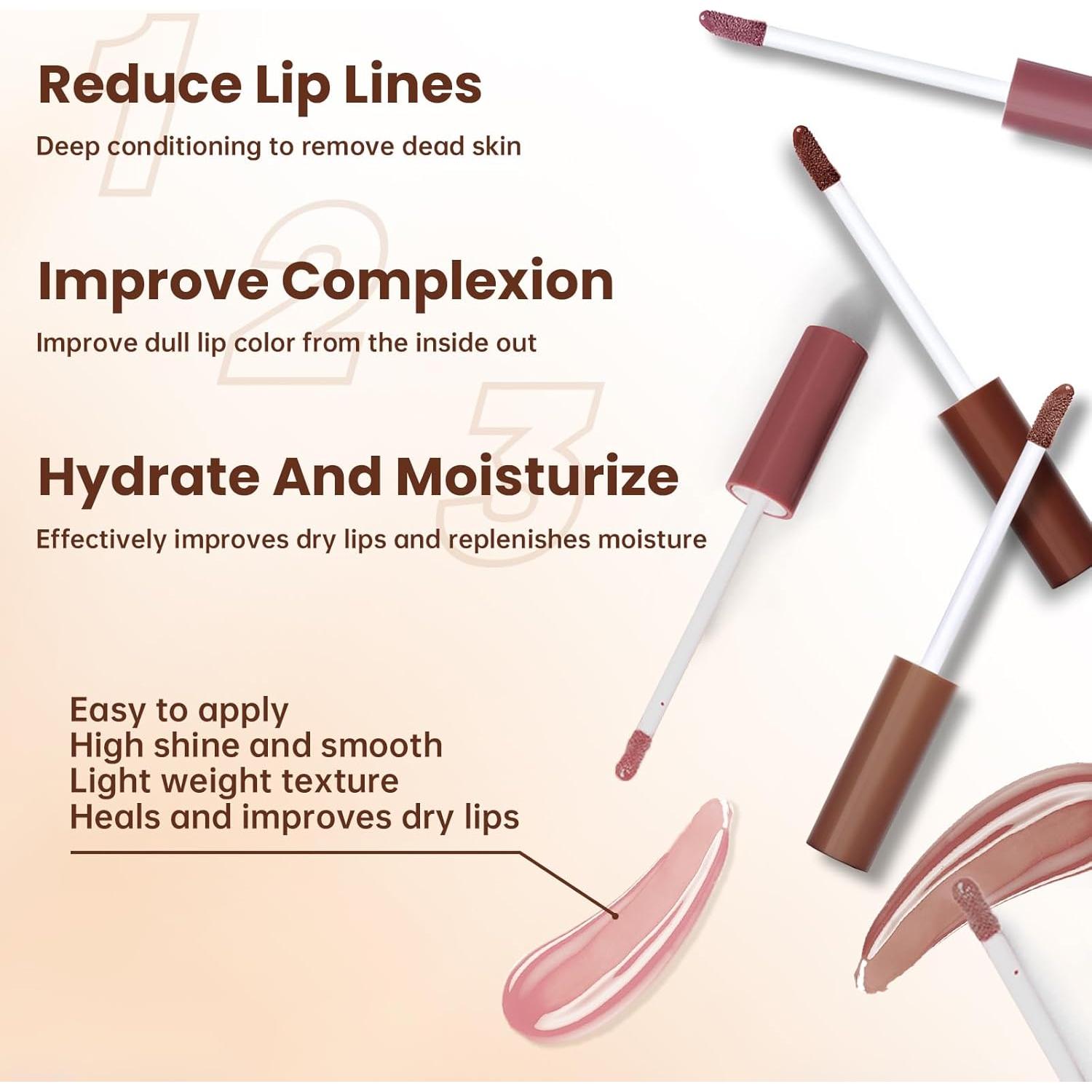 Juego de Lápiz Labial y Brillo de Labios HOSAILY Marrón Oscuro