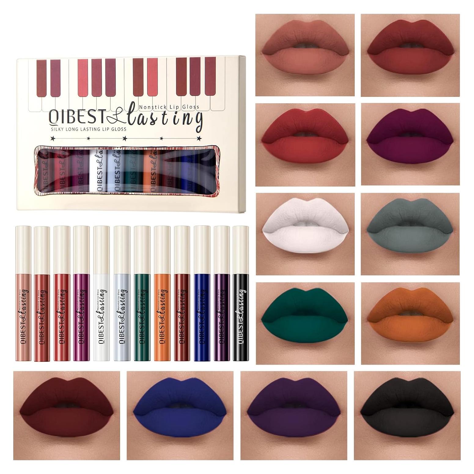 Juego de 12 Lápices Labiales Líquidos Mate Melemando - Colores Naturales