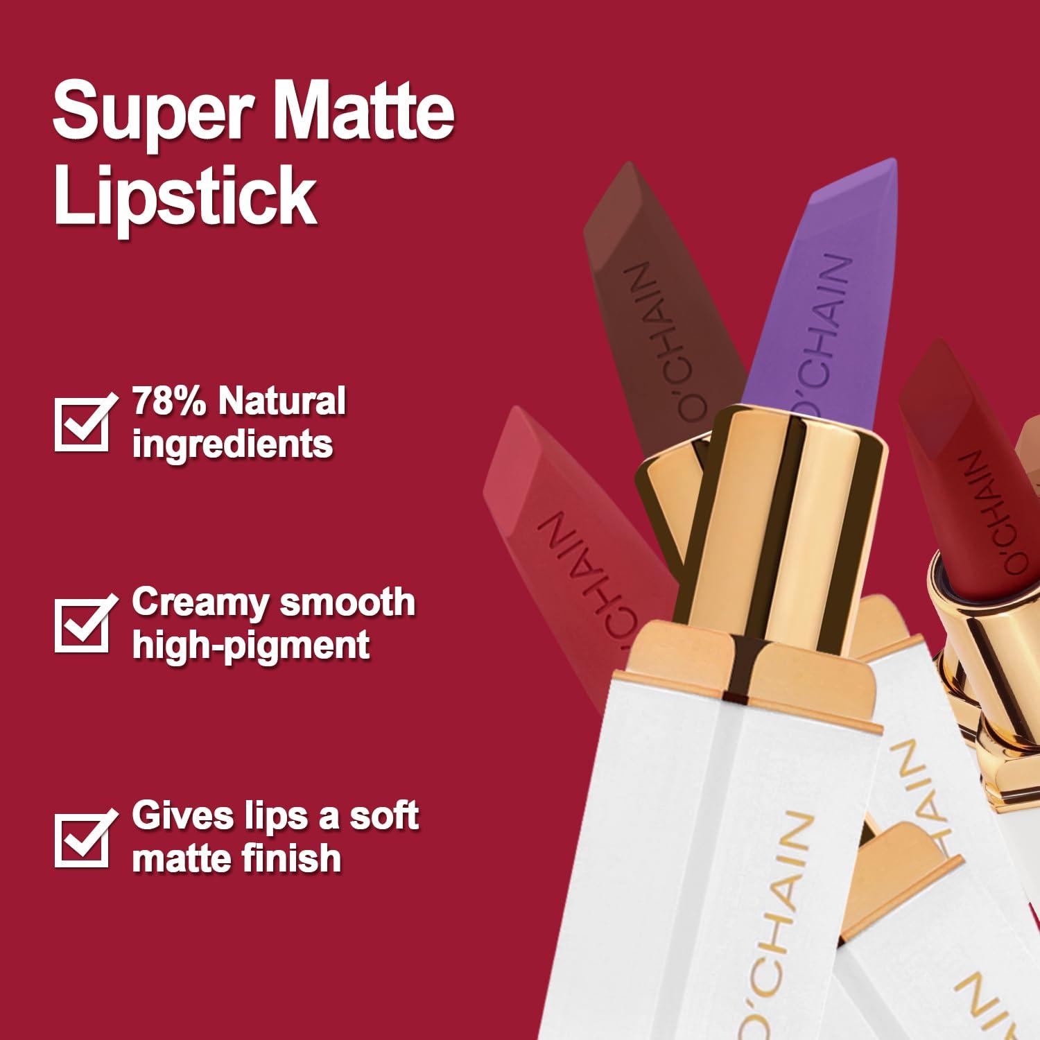 Pintalabios Mate Rojo O'CHAIN 3.4g Larga Duración Vegano