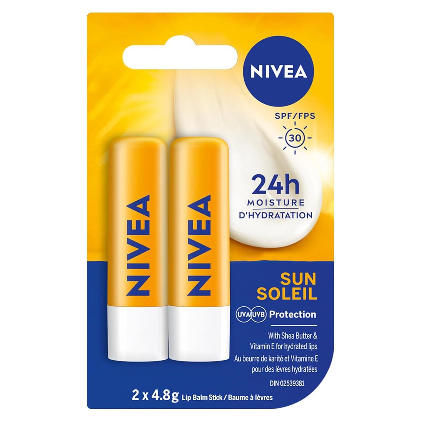 Bálsamo Labial NIVEA Sun Caring SPF 30 Doble 2 x 4.8 g