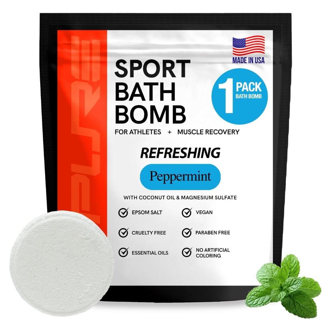 Bolas de Baño de Menta Pura Pure Athlete - Sal de Epsom 1 Cuenta