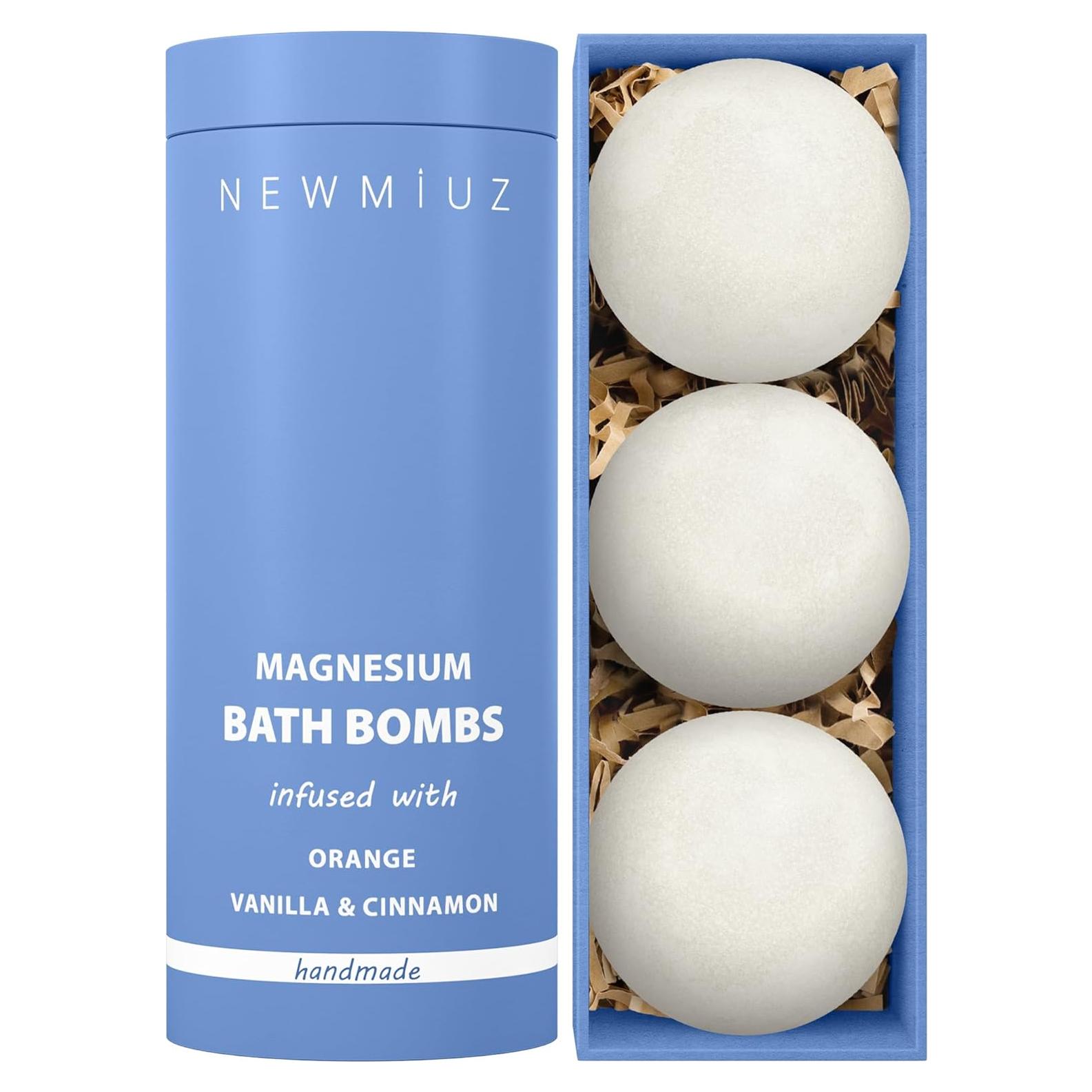 Bolas de Baño de Magnesio New Miuz - Aceite Esencial Naranja, Canela y Vainilla