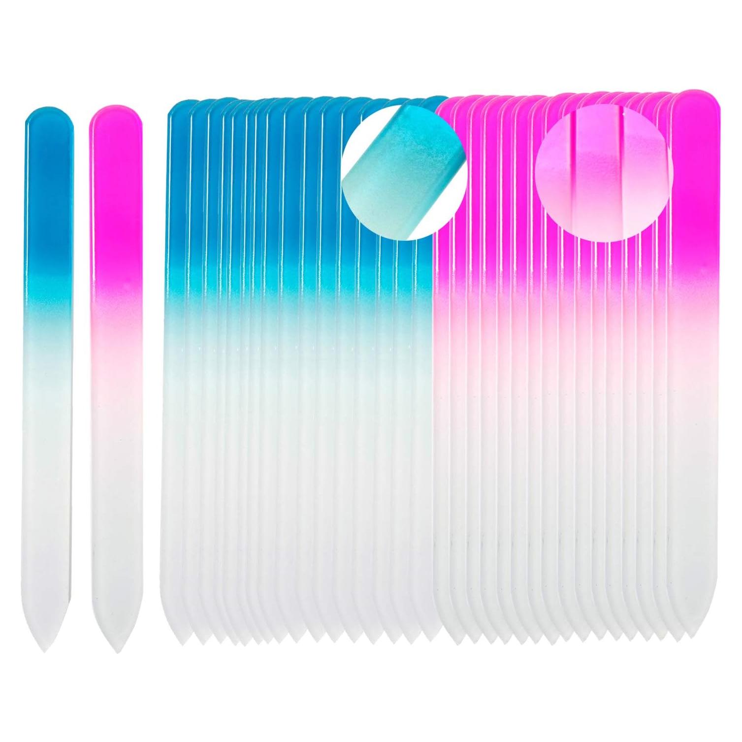 Paquete de 40 Limadoras de Uñas de Cristal SIUSIO - Rosa y Azul