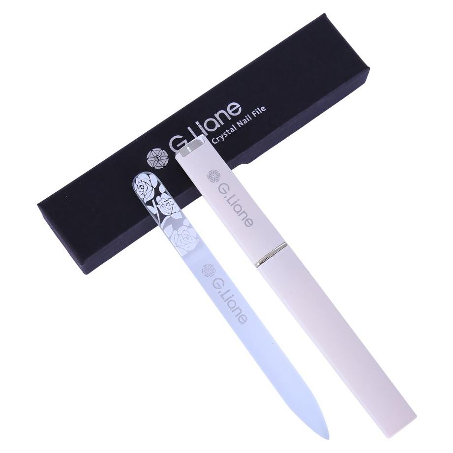 Lima de Uñas de Cristal G.Liane Doble Cara 14cm Rosa Blanco