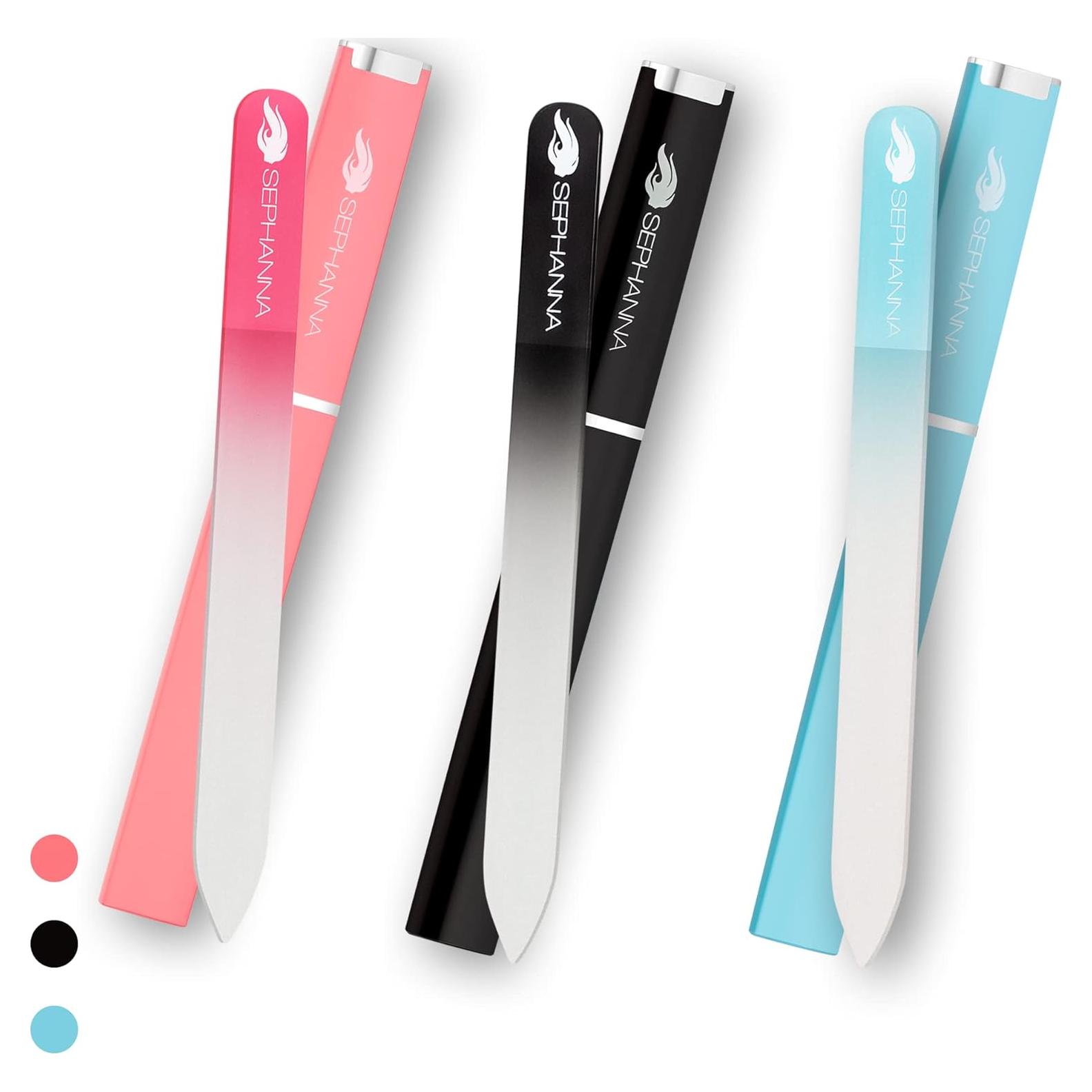 Paquete de 3 limas de cristal SEPHANNA para uñas naturales