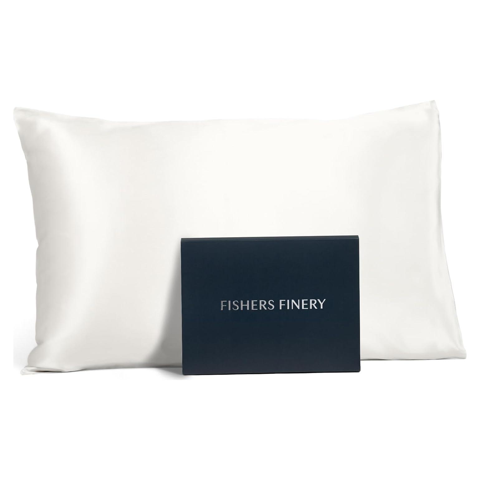 Funda de Almohada de Seda 100% Pura Fishers Finery 25mm Blanca