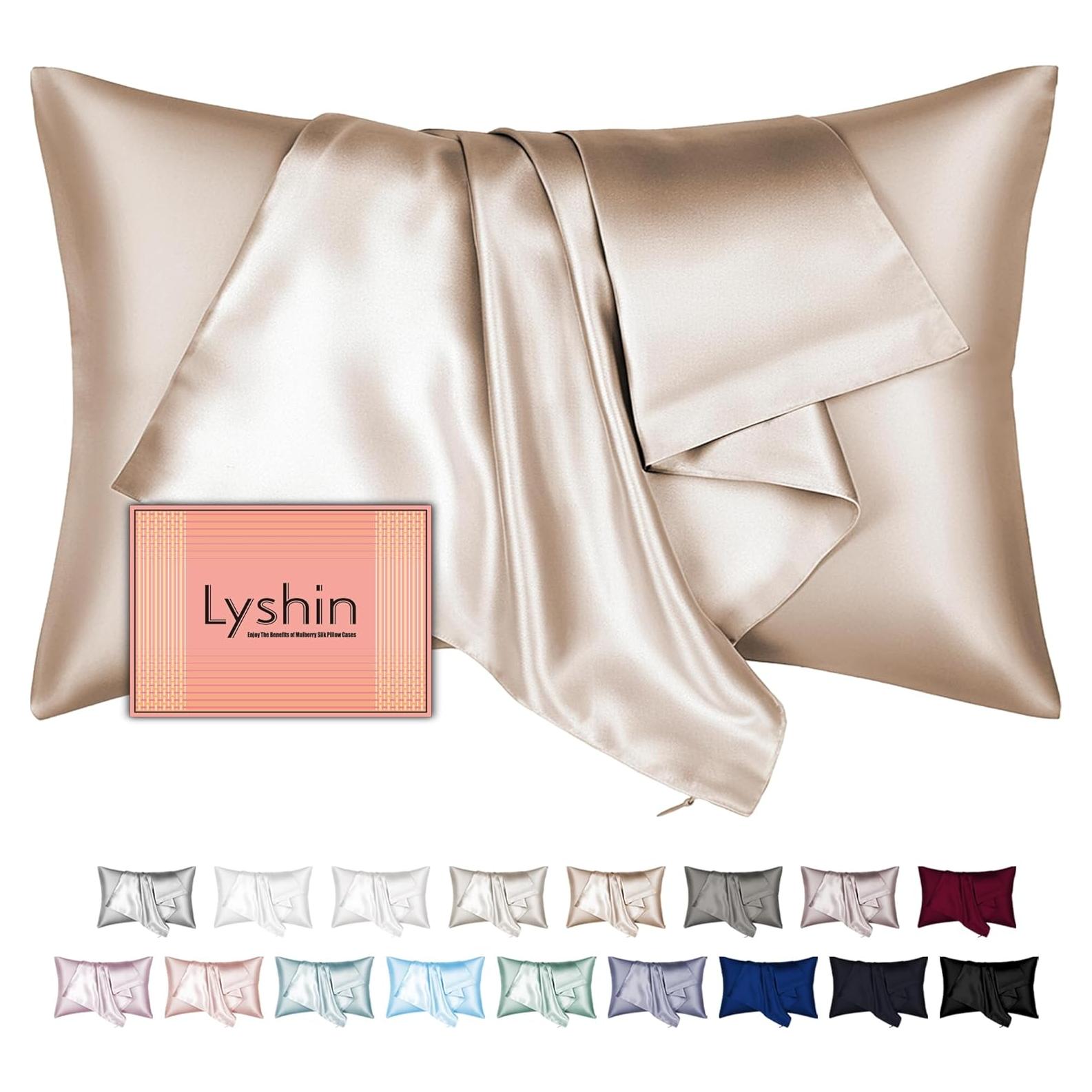 Funda de Almohada de Seda de Morera LYSHIN Estándar 20x66 cm Champán