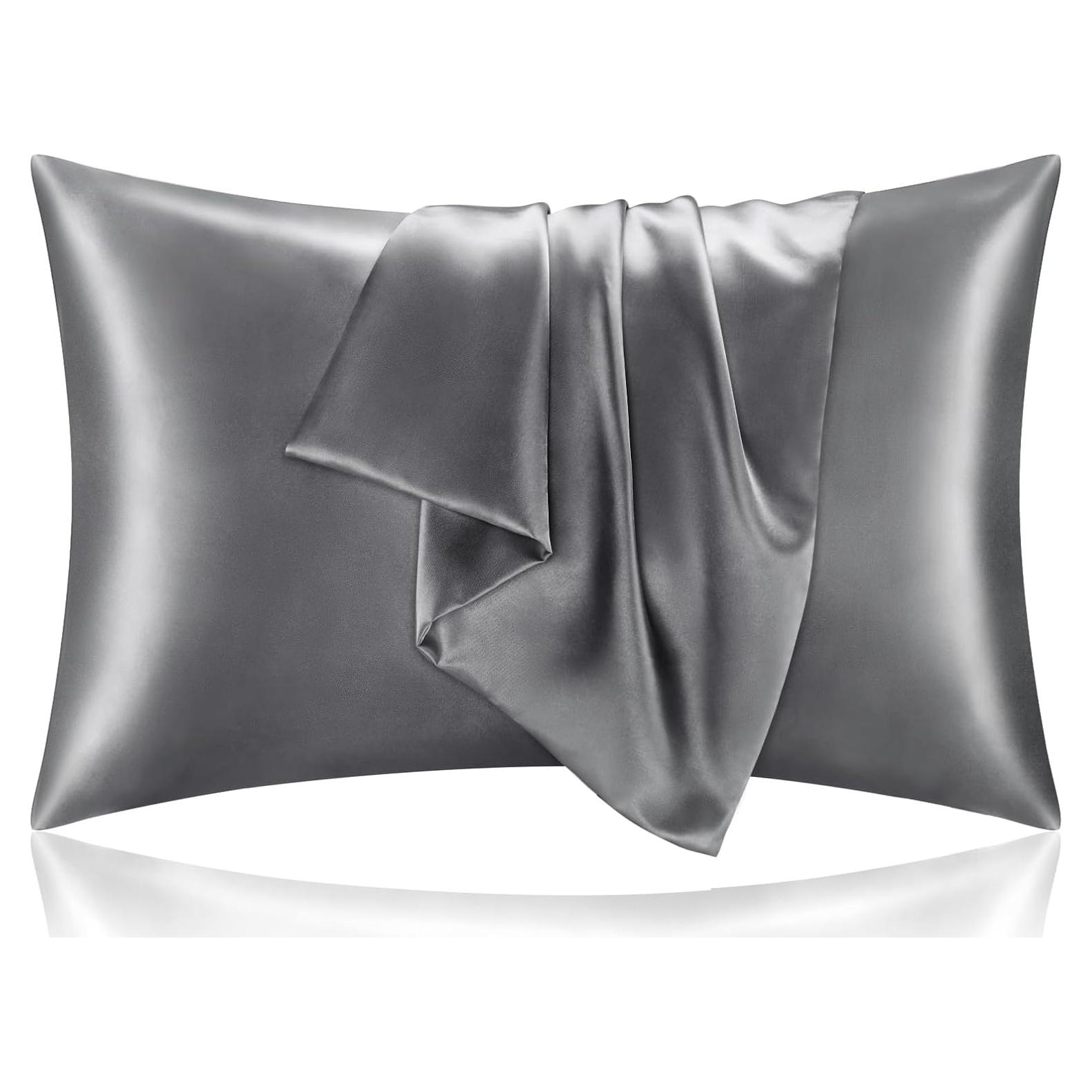 Funda de Almohada de Satén BEDELITE Queen 2 Piezas Gris Oscuro