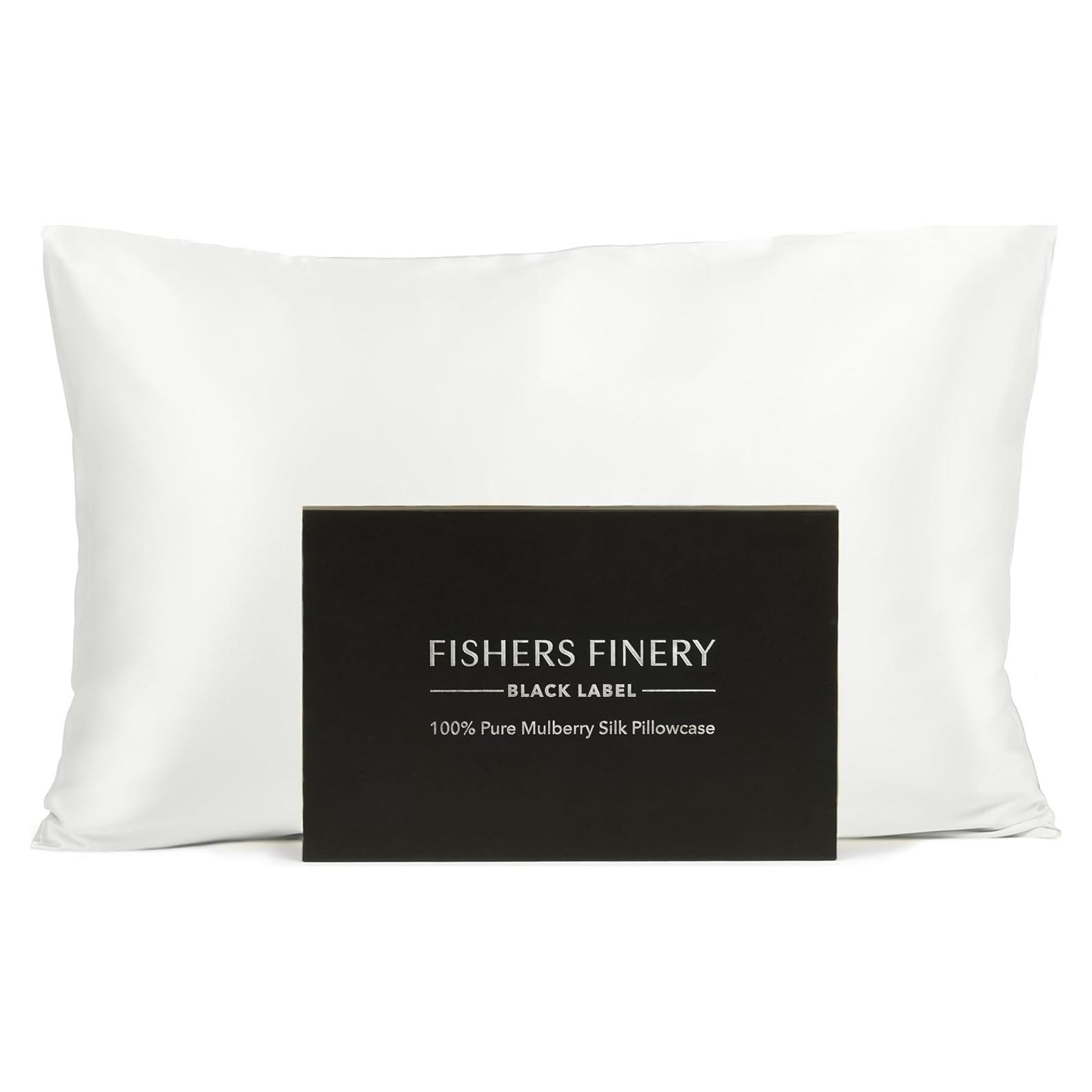 Funda de Almohada de Seda Pura Fishers Finery Estándar 30 mm Blanca