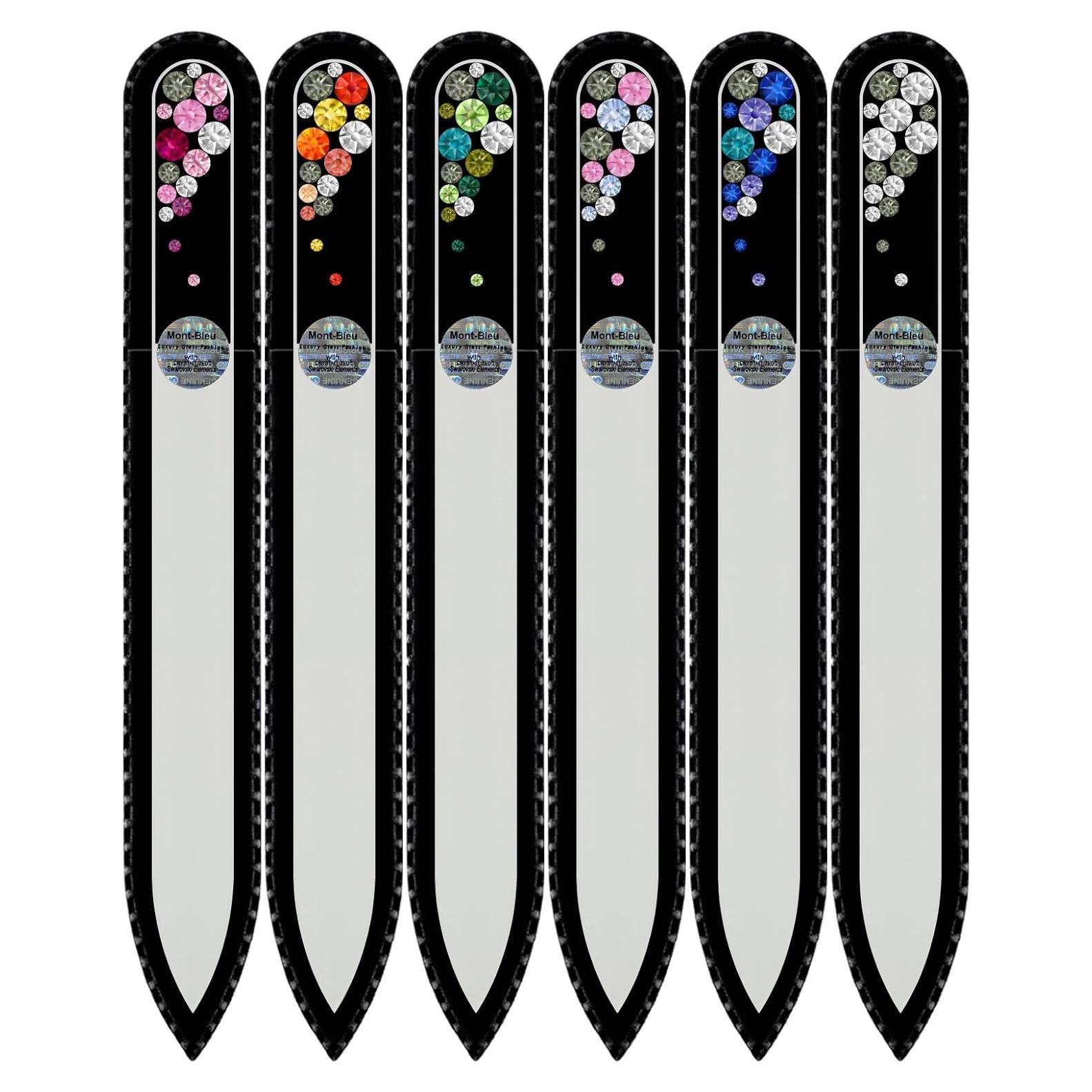 Juego de 6 Limas de Uñas de Vidrio Mont Bleu con Cristales