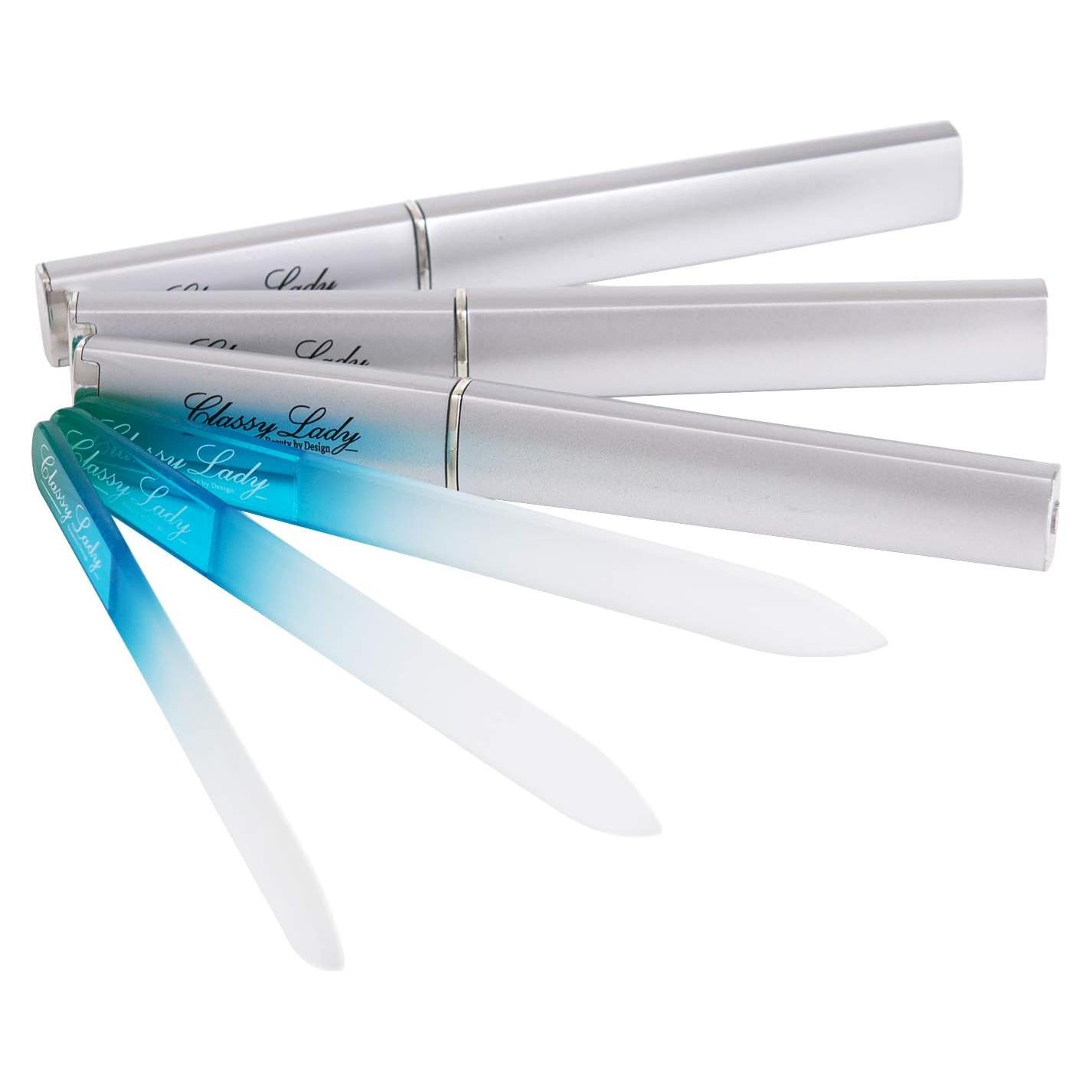 Limas de Uñas de Vidrio ClassyLady Azul 3 Piezas