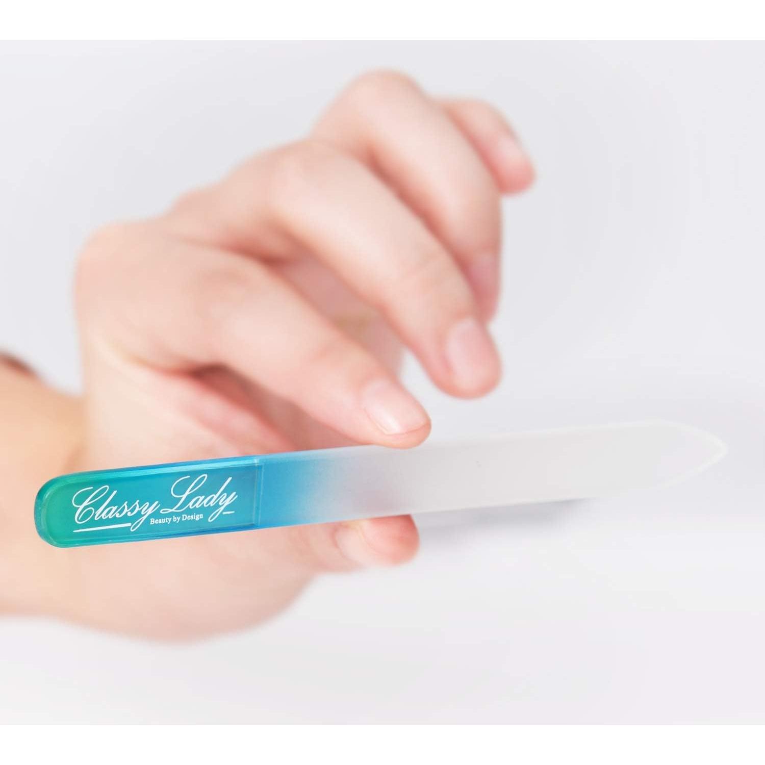 Limas de Uñas de Vidrio ClassyLady Azul 3 Piezas