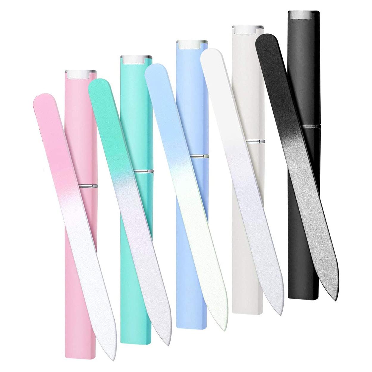 Paquete de 5 Limas de Uñas de Vidrio QRWT con Estuche