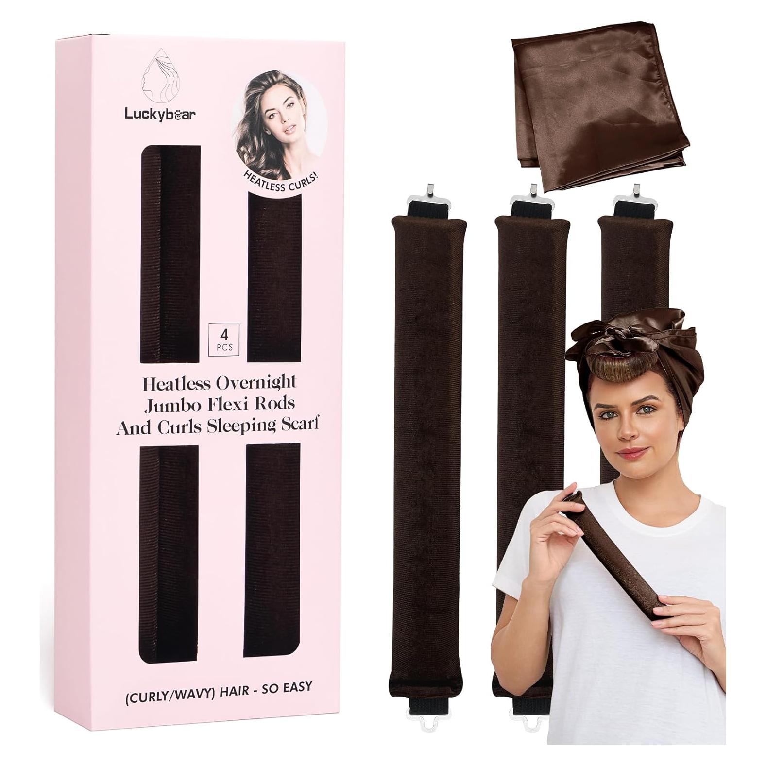 Rulos Sin Calor Jumbo Luckybear para Dormir 4pcs Terciopelo