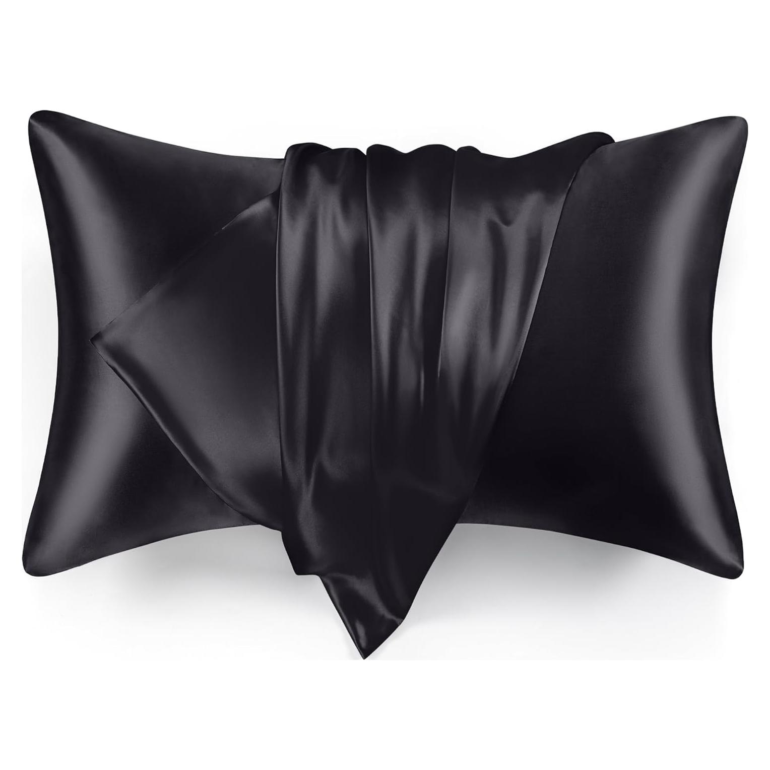 Juego de 2 Fundas de Almohada de Satén Love's Cabin Queen Negro