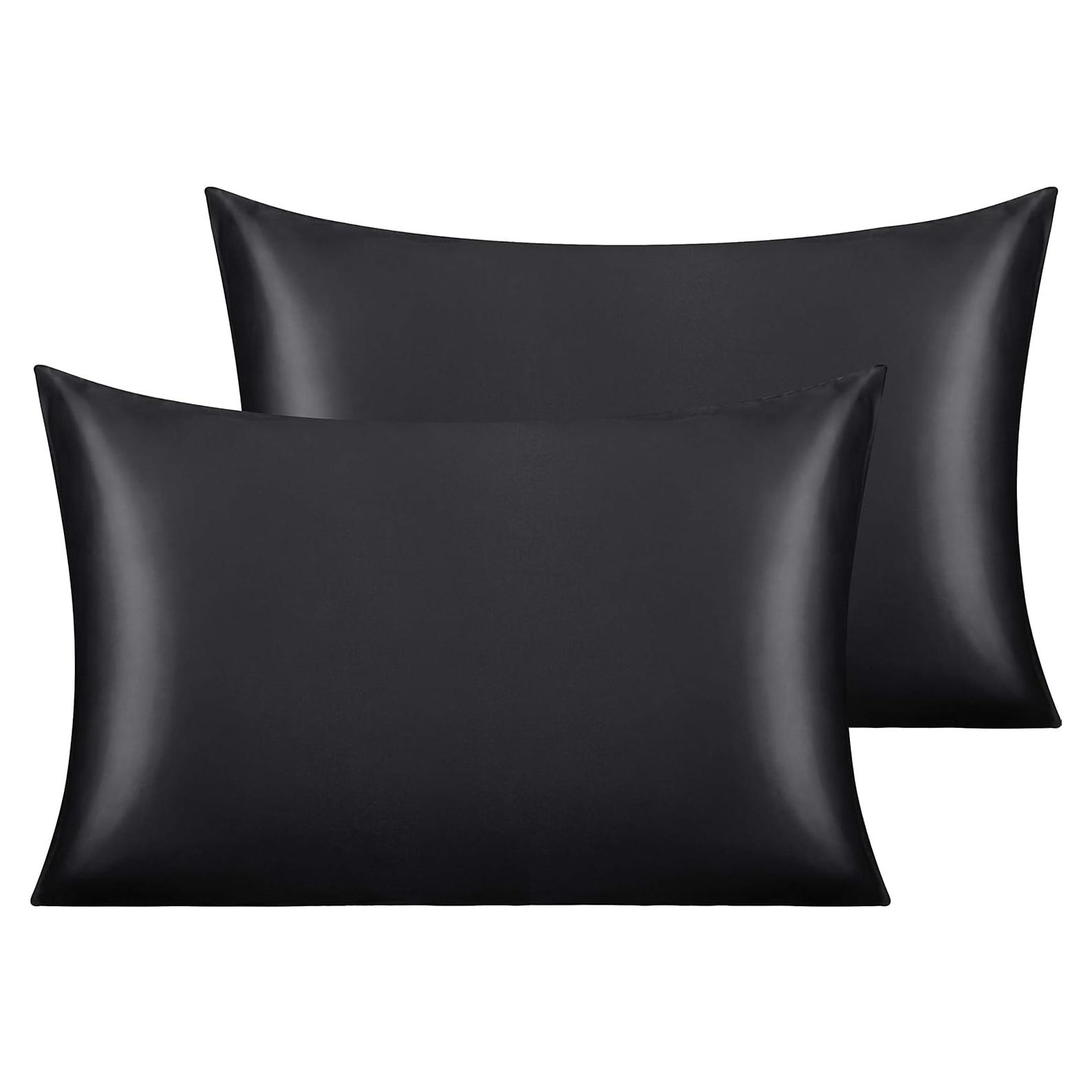 Fundas de Almohada de Satén NTBAY 2 Piezas 20x66 cm Negro