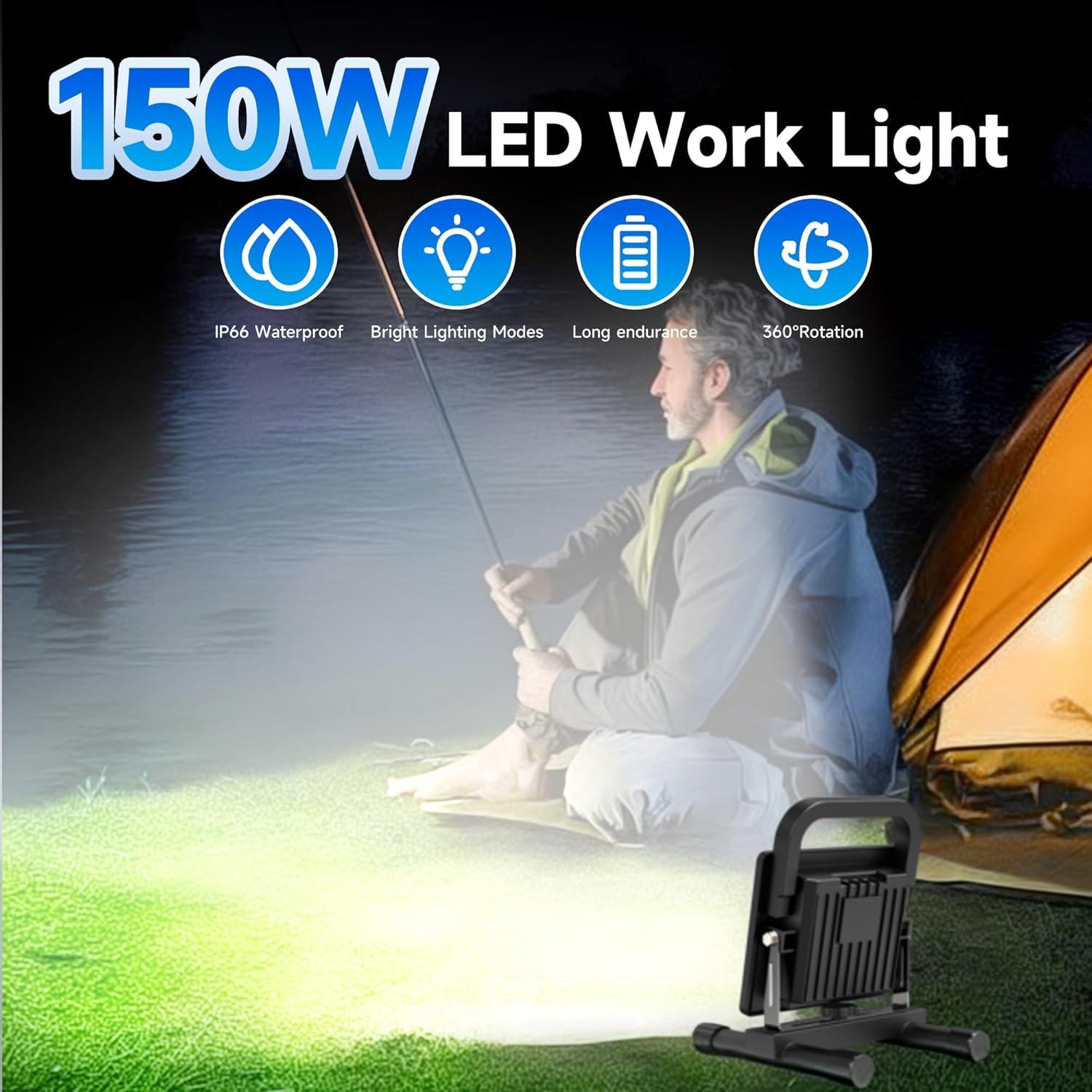 Luz de trabajo LED TOPRATED recargable 1600 lúmenes IP66