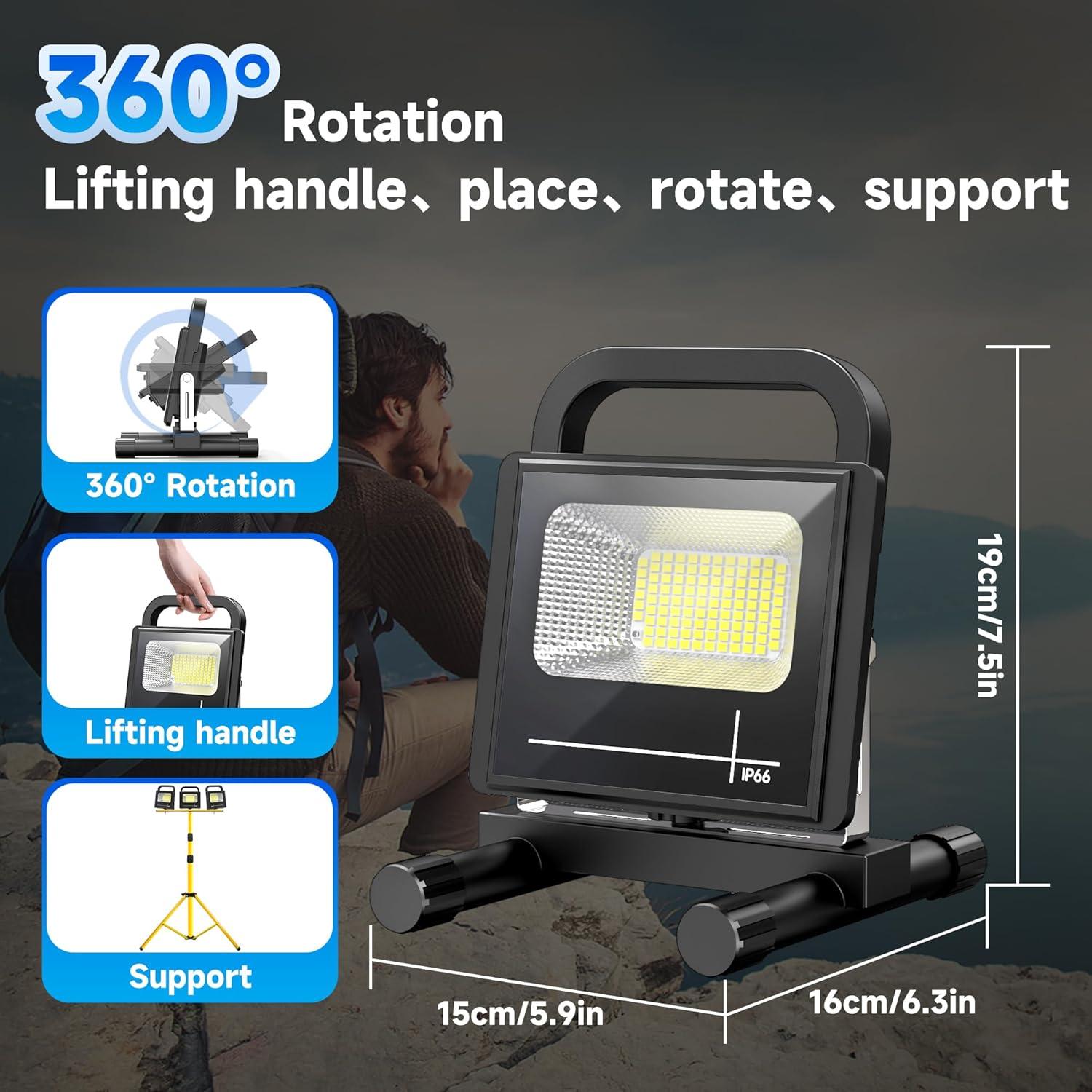 Luz de trabajo LED TOPRATED recargable 1600 lúmenes IP66