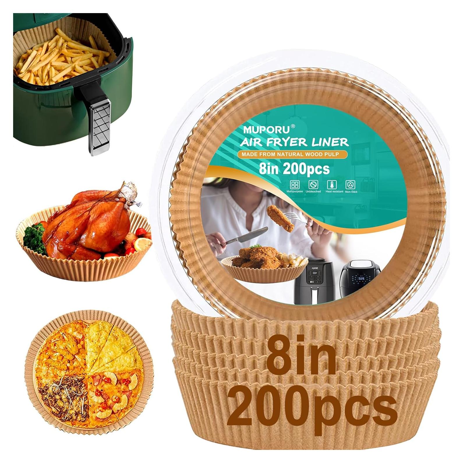 Forros Desechables para Freidora de Aire MUPORU 200 Pcs 20 cm