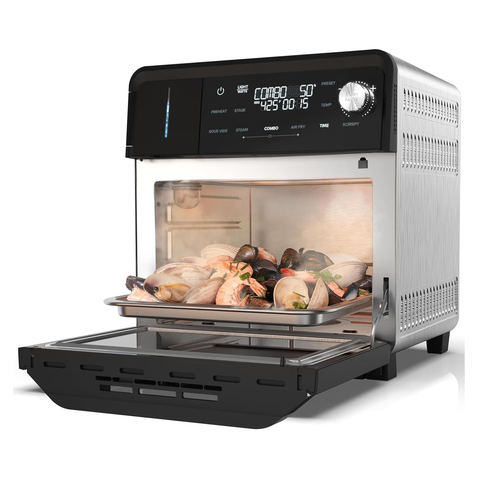 Horno de Vapor y Freidora Nuwave 16qt Acero Inoxidable 120 Presets