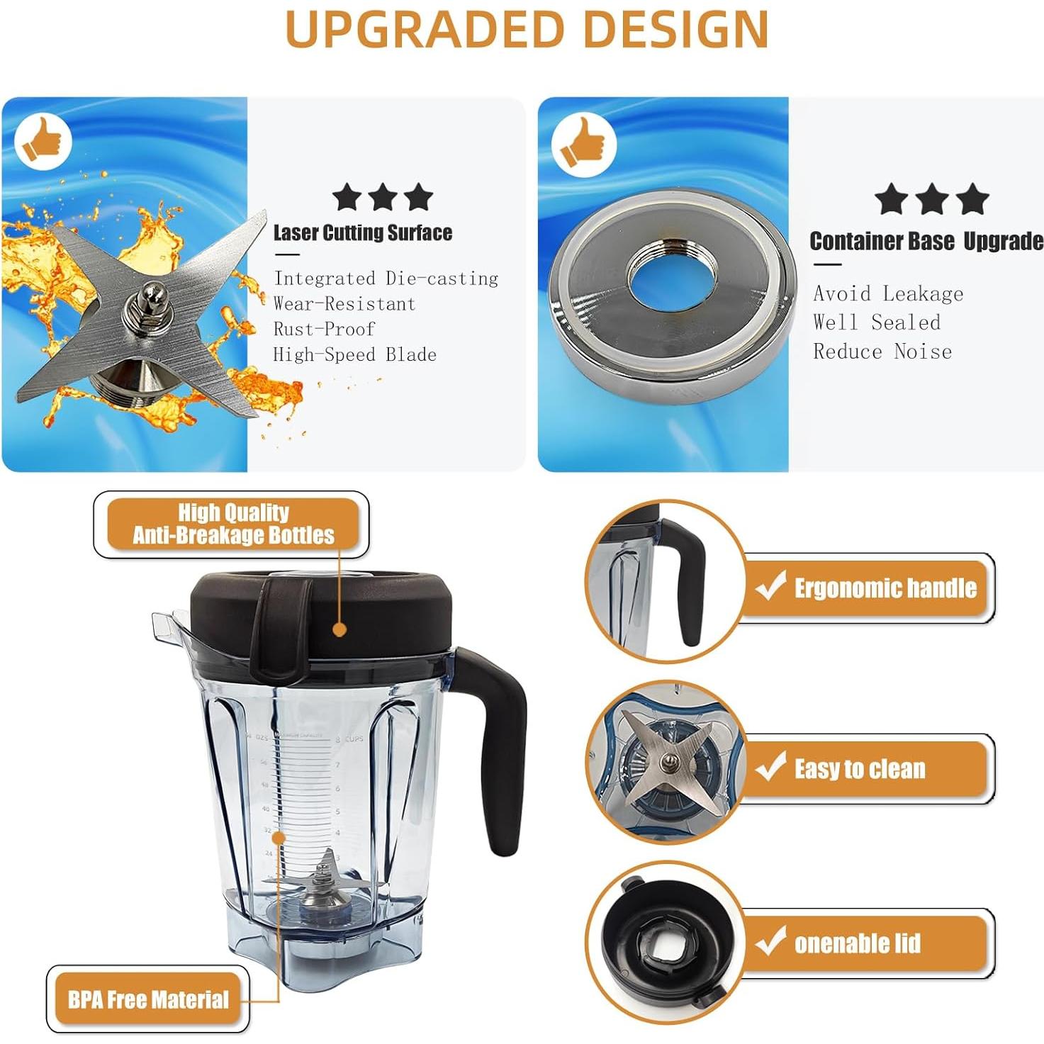 Jarra de Licuadora Ottimoor 64 oz Compatible Vitamix