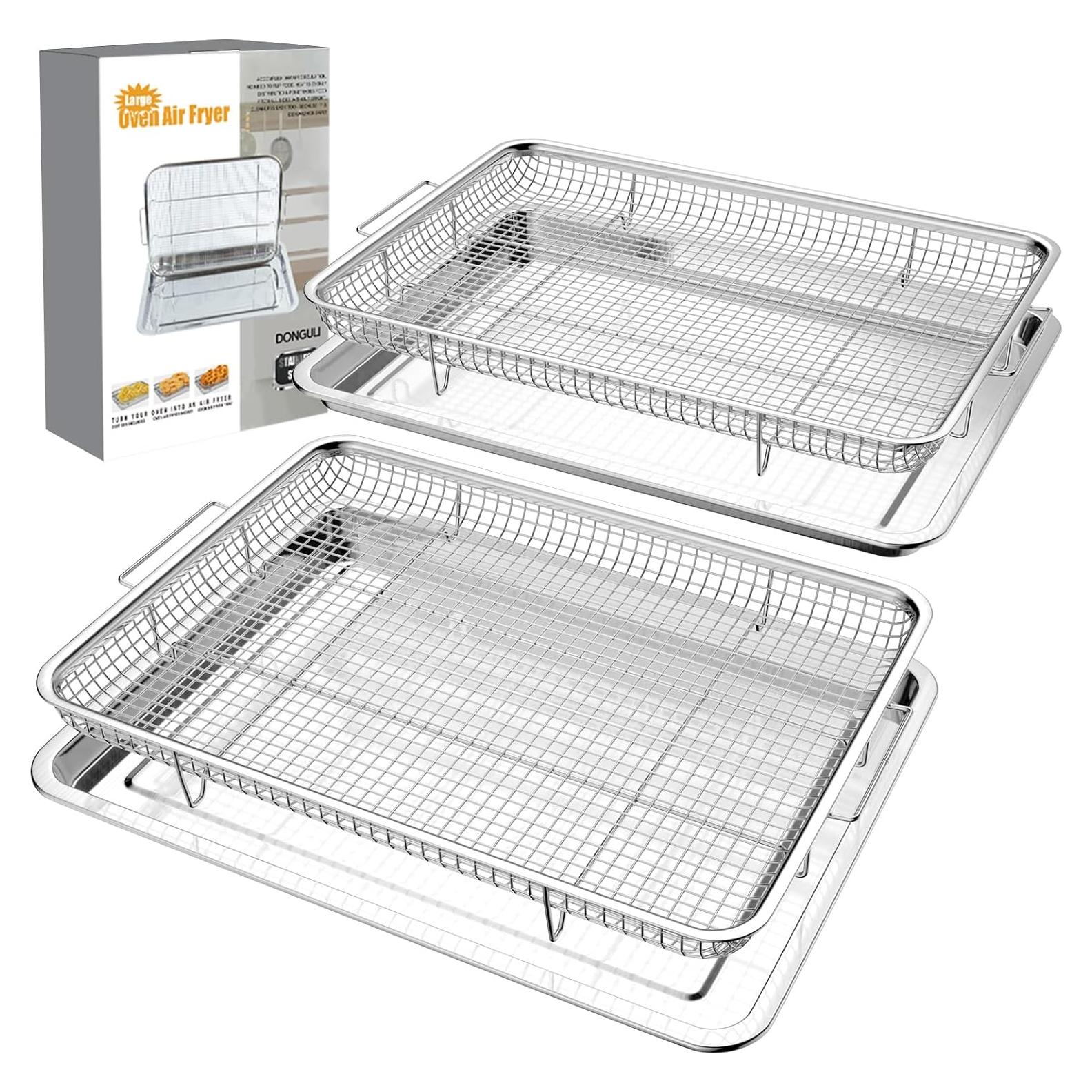 Juego de 2 Cestas de Freidora de Aire DONGULI 40x30cm Acero Inoxidable