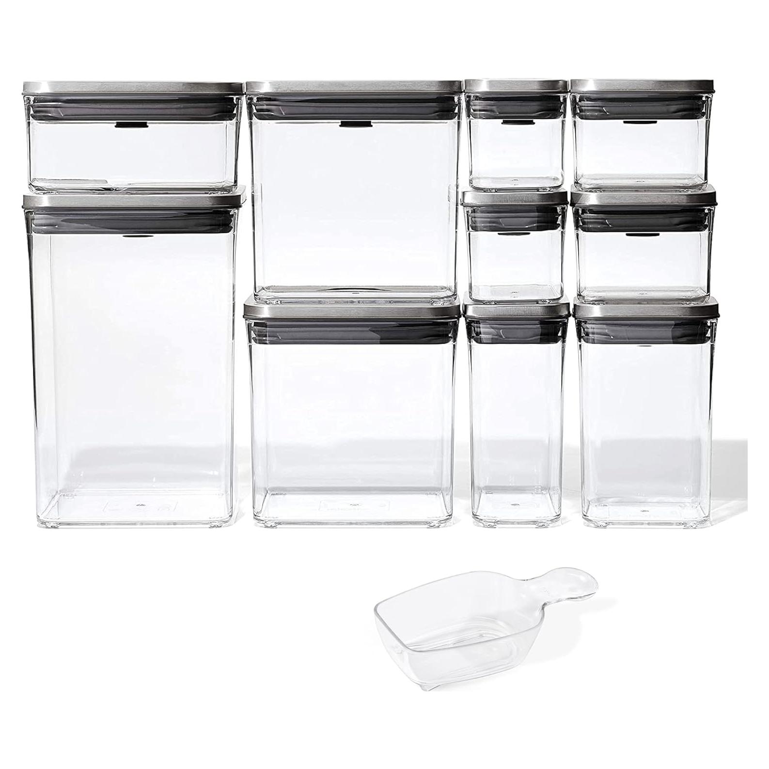 Conjunto de 12 Contenedores POP OXO SteeL Herméticos 0.19-4.17 L