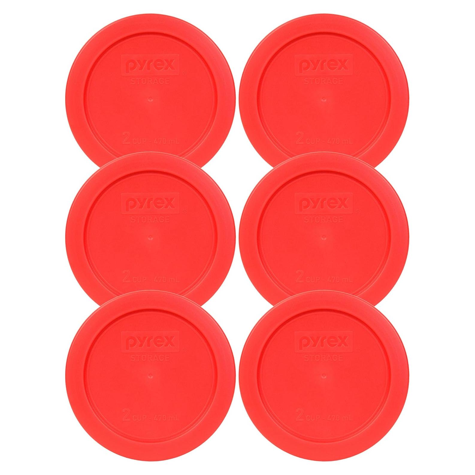 Tapas de Almacenamiento Pyrex 7200-PC Rojas 2 Tazas - Paquete de 6