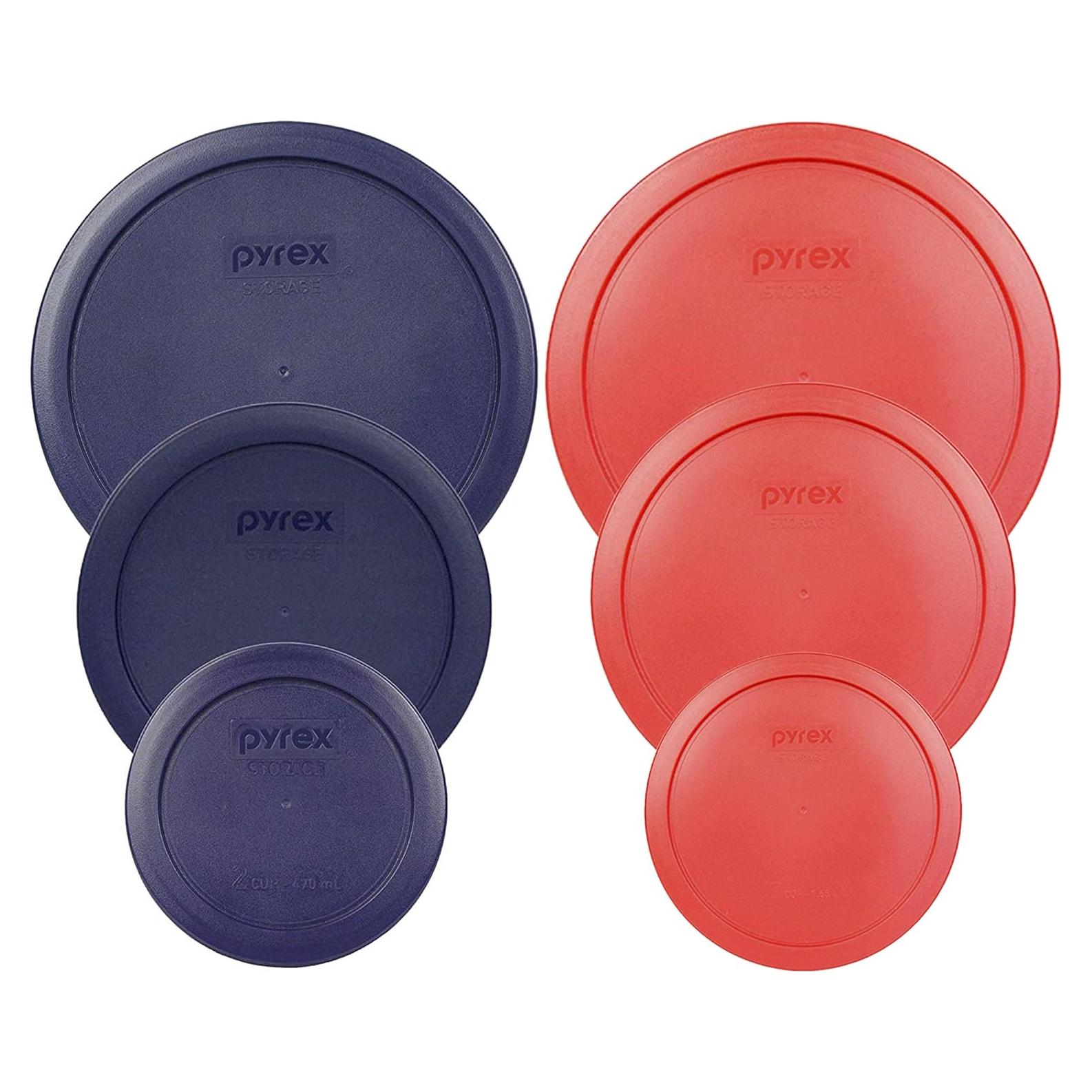 Juego de 6 Tapas de Reemplazo Pyrex Redondas 2-6 Tazas