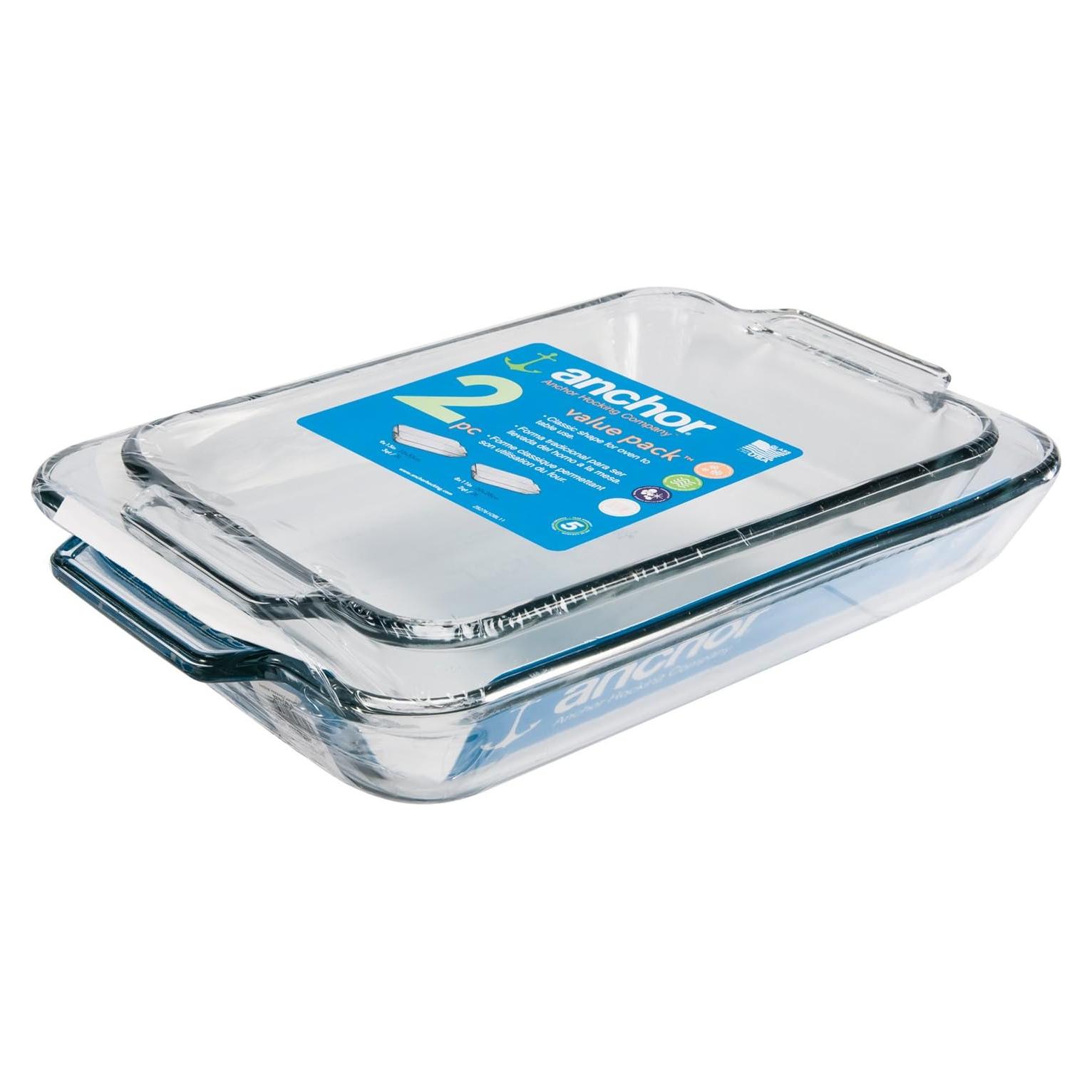 Juego de Platos de Hornear de Vidrio Anchor Hocking 2 Piezas