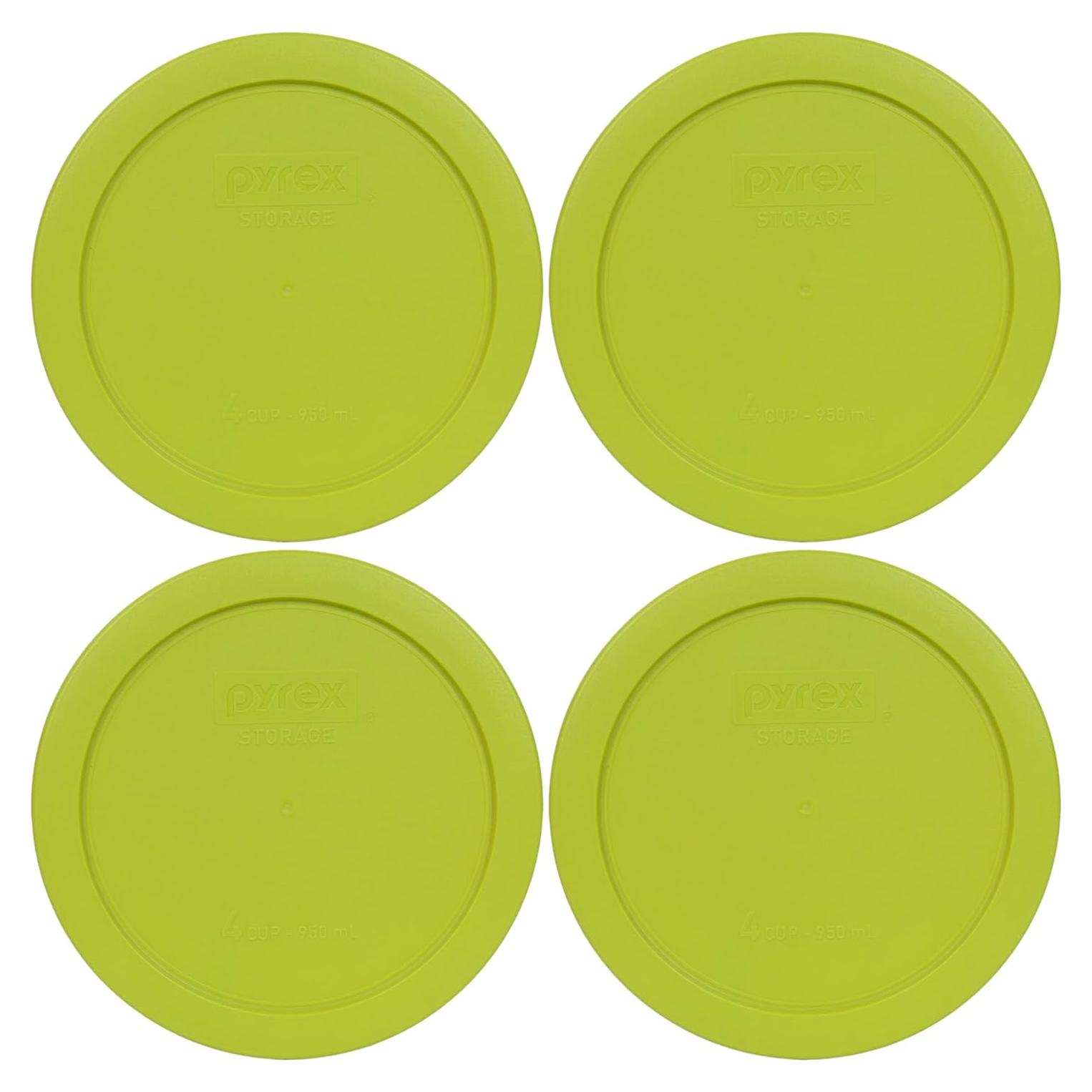 Tapas de Plástico Pyrex 7201-PC Verde Edamame 4 Tazas - Paquete de 4