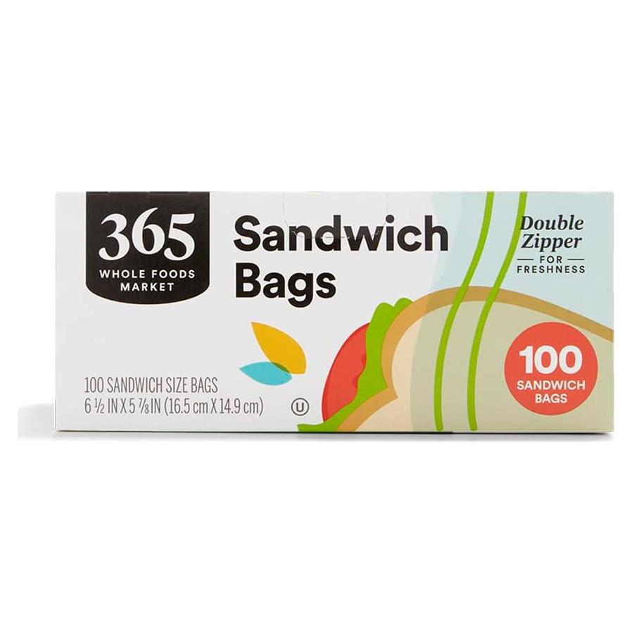 Bolsas de Almacenamiento Sándwich 365 Whole Foods, 100 Piezas