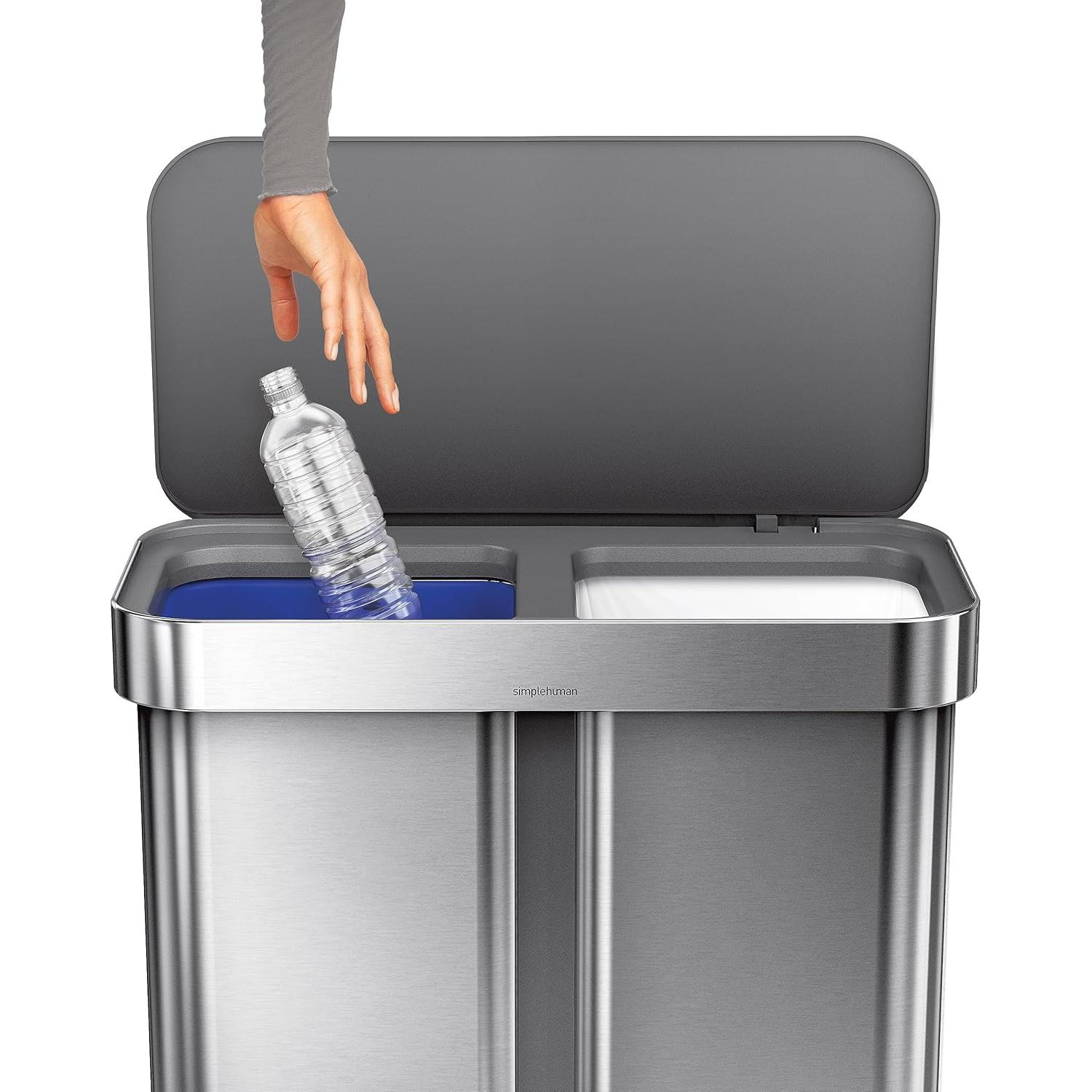 Basurero Doble Compartimento 58L simplehuman Acero Inoxidable