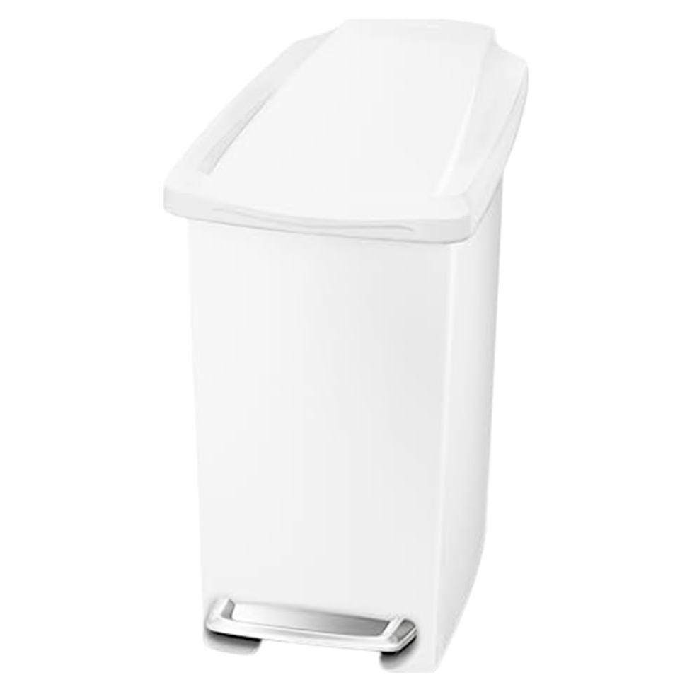 Basurero Compacto 10 Litros simplehuman Blanco Pedal Acero