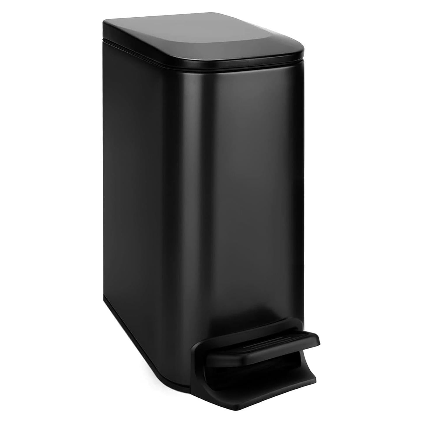 Cubo de Basura Slim TIPGO 6L con Tapa Suave y Pedal - Negro Mate
