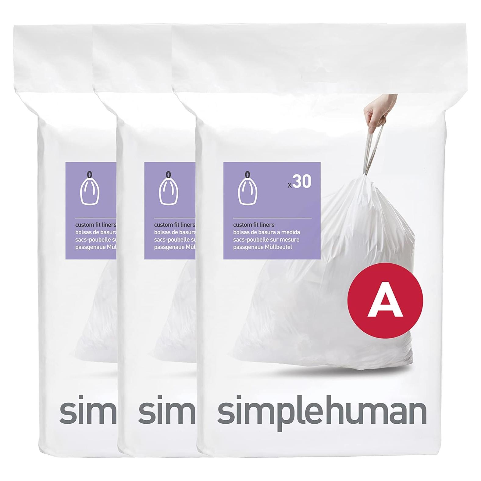 Forros de Basura Ajustados simplehuman Código A 90 Contador 4.5L