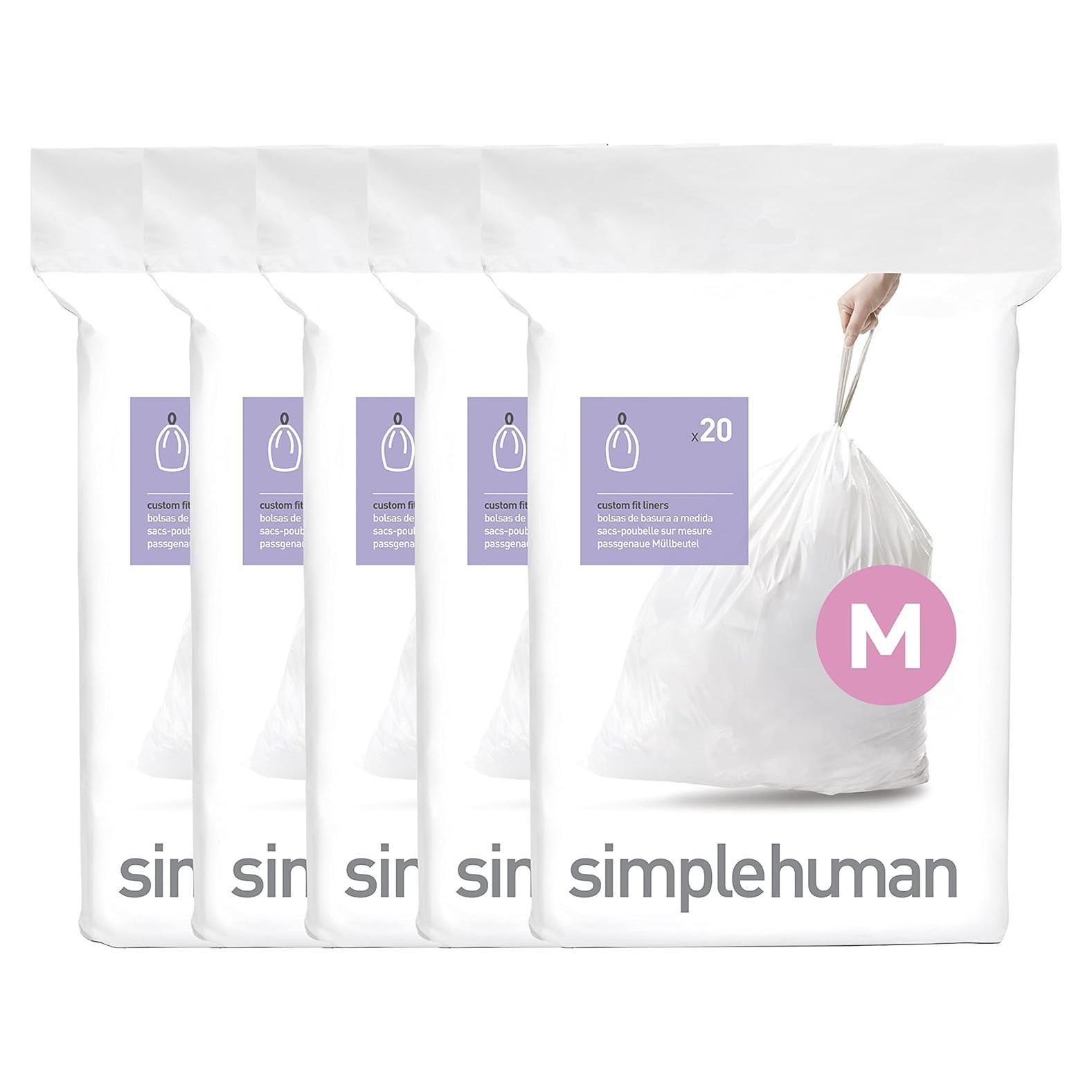 Bolsas de Basura Ajustadas simplehuman Código M 100 Contar 45L