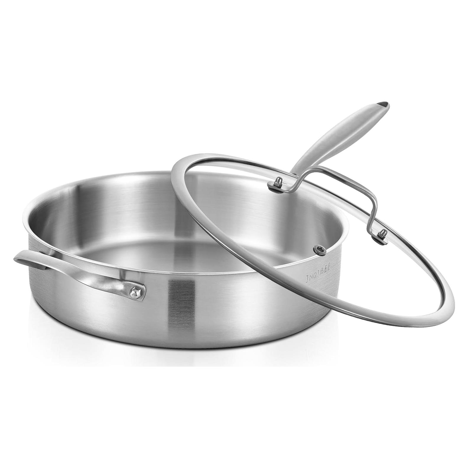 Sartén Profunda Inqibee 6 Cuartos Acero Inoxidable con Tapa