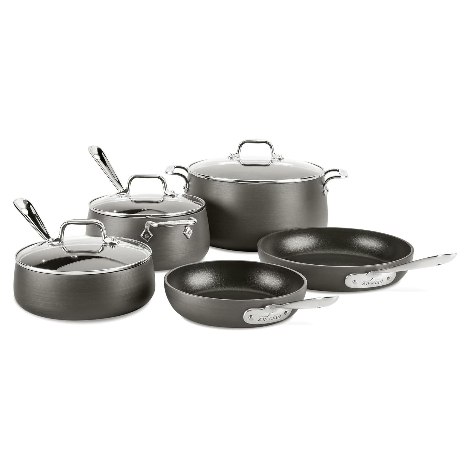 Juego de Ollas y Sartenes Antiadherentes All-Clad HA1 8 Piezas