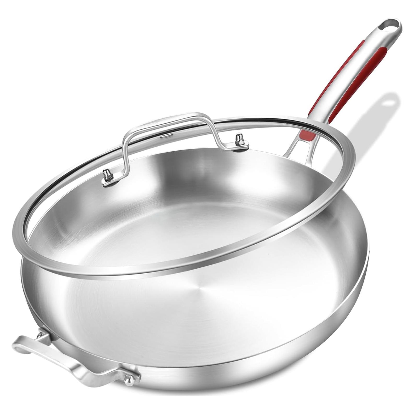 Sartén Grande Inqibee 14" Acero Inoxidable con Tapa y Mango
