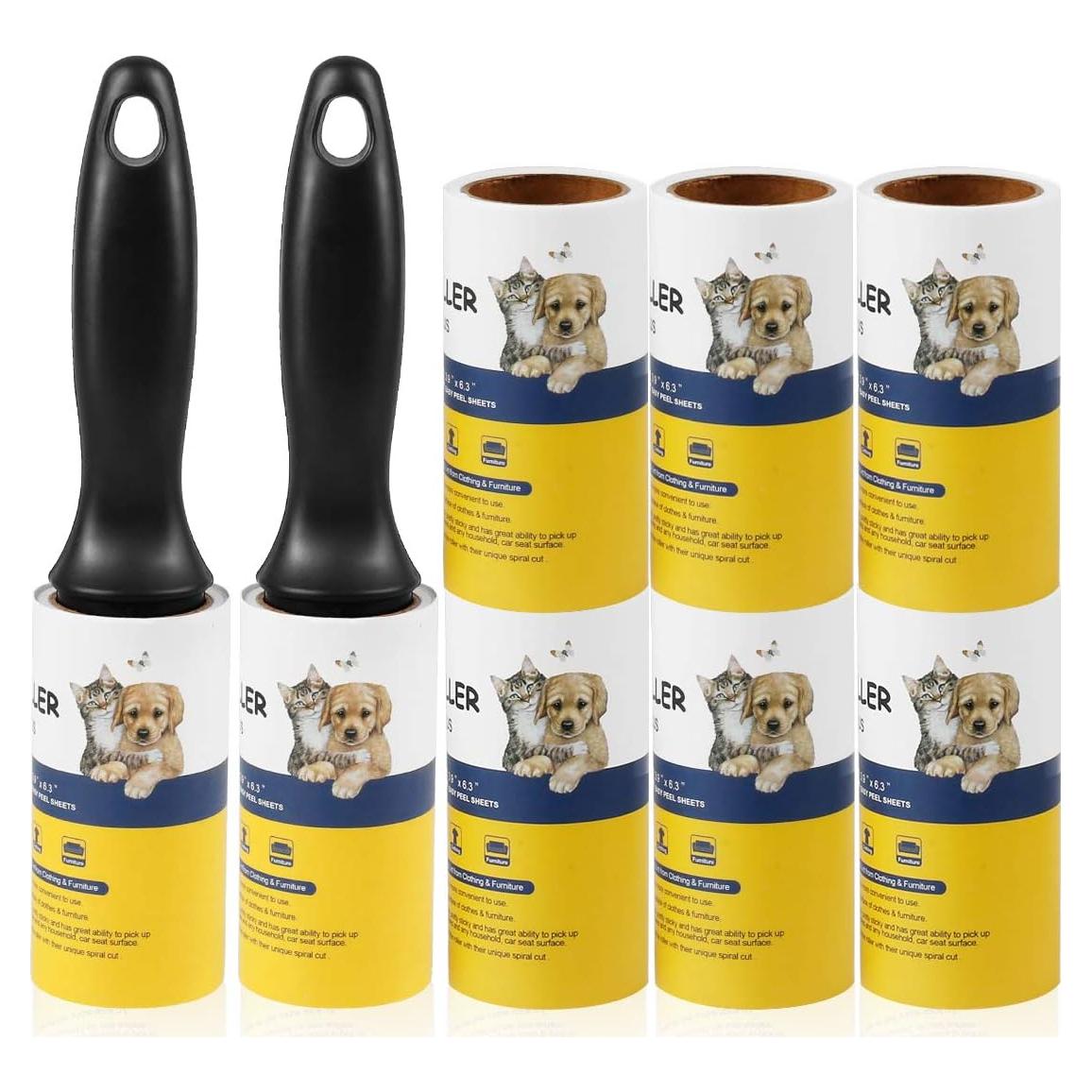 Rodillo Quitapelusas Adhesivo para Mascotas - Paquete de 8