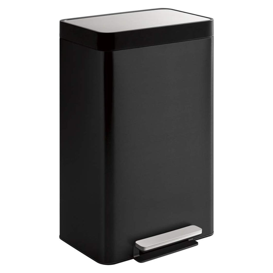 Cubo de Basura KOHLER 49L Acero Inoxidable Negro Pedal Silencioso