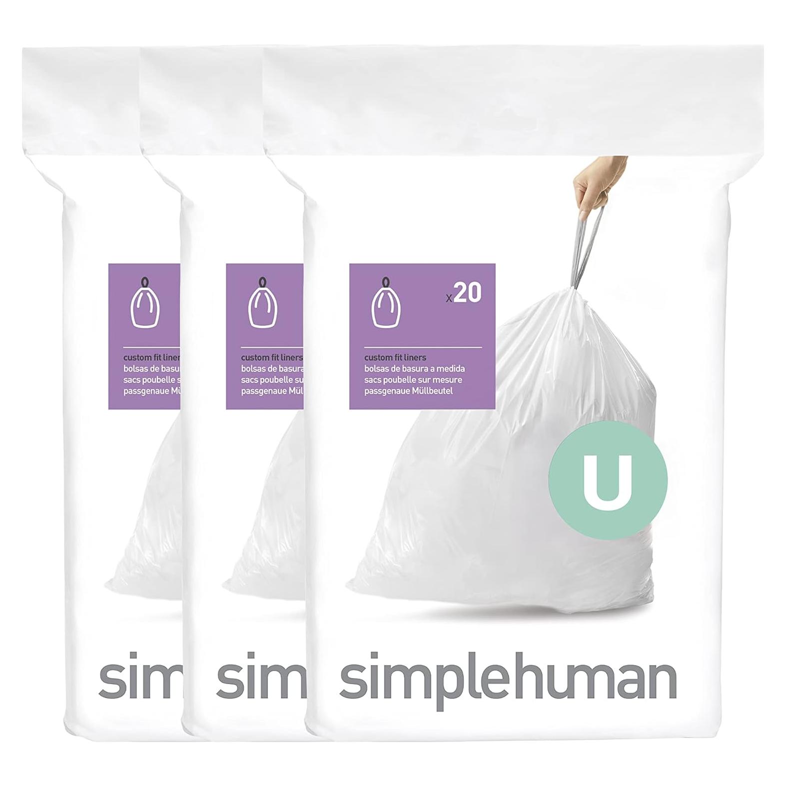 Forros de Basura Ajustados simplehuman Código U 60 Contar 55L