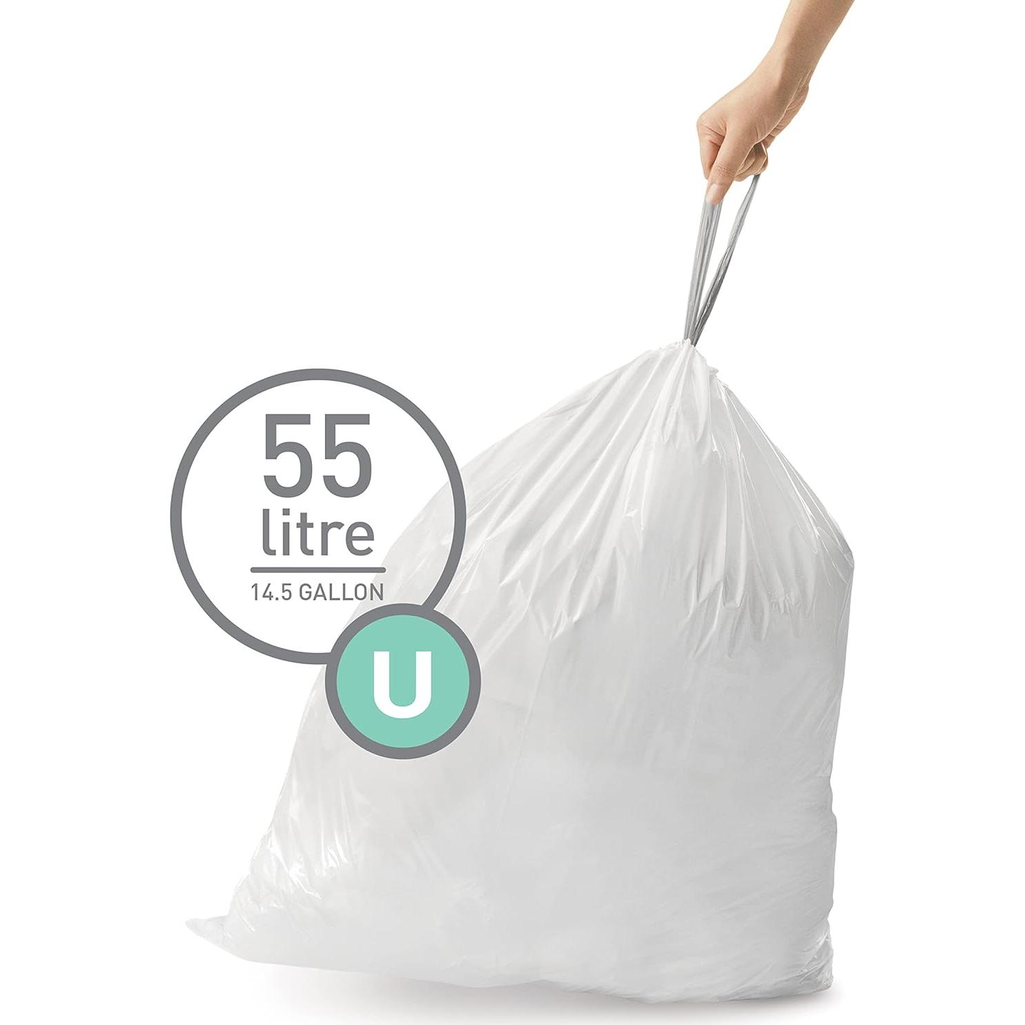 Forros de Basura Ajustados simplehuman Código U 60 Contar 55L