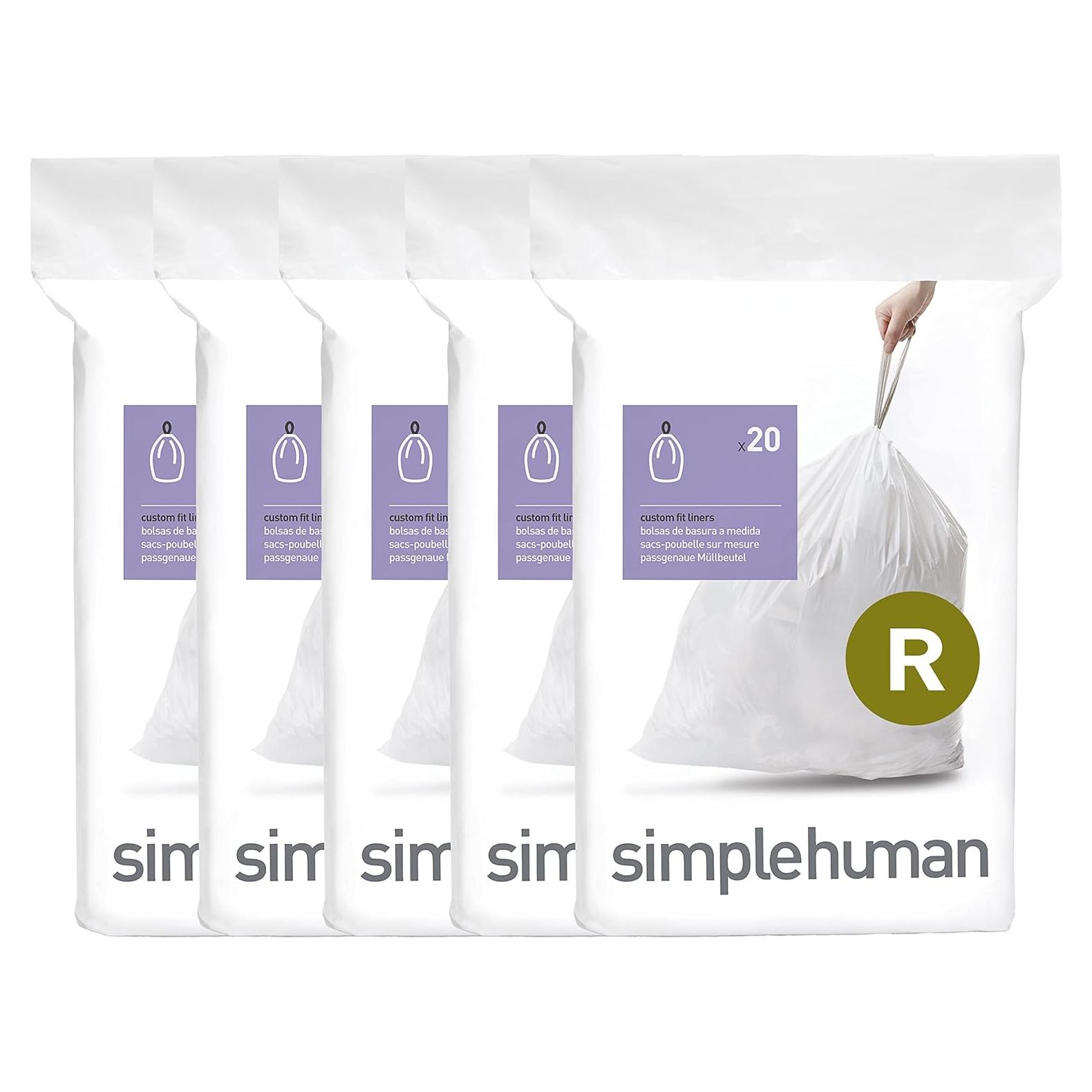 Forros de Basura Ajustados simplehuman Código R 100 Contar 10L