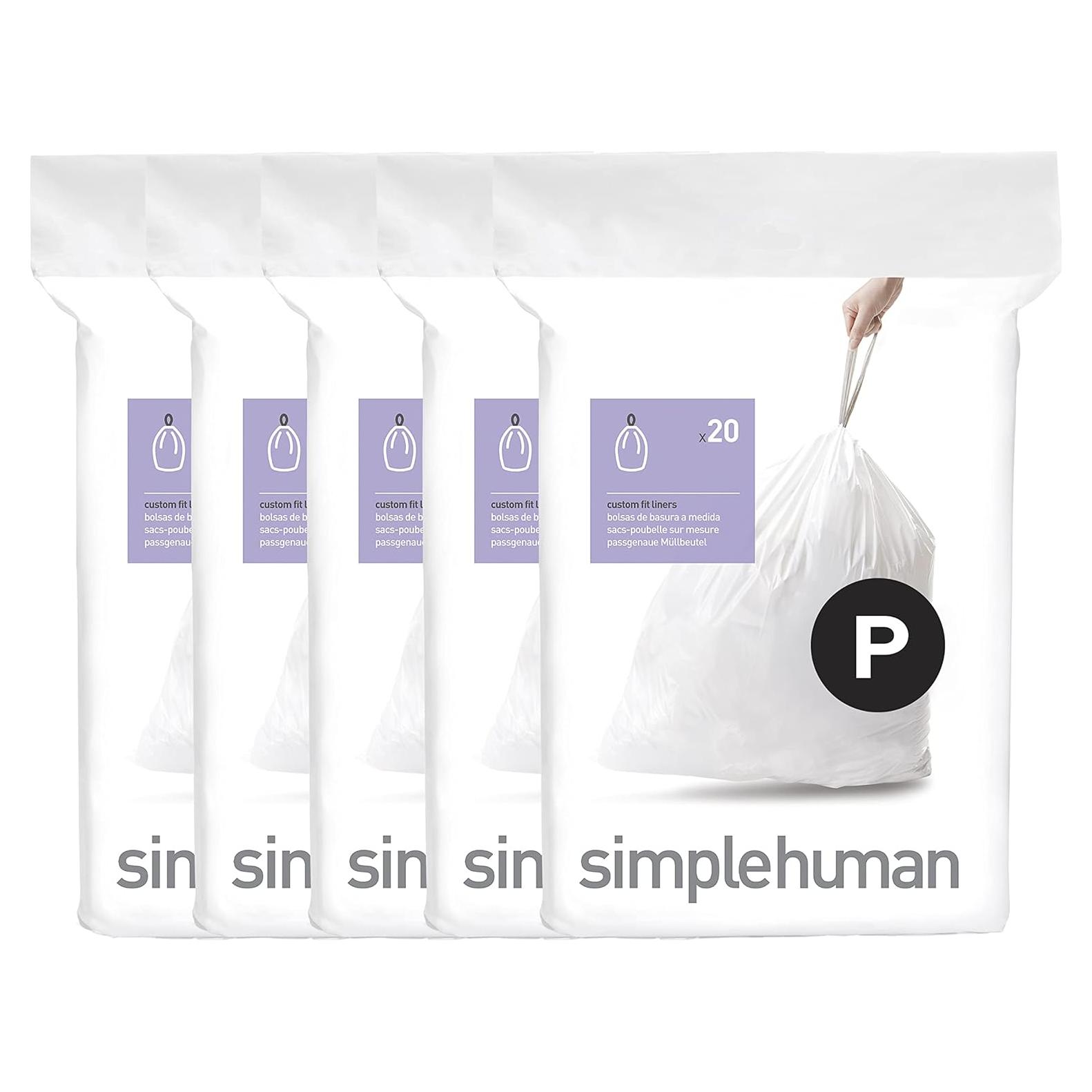 Forros de Basura Ajustados simplehuman Código P 100 Contar 60L