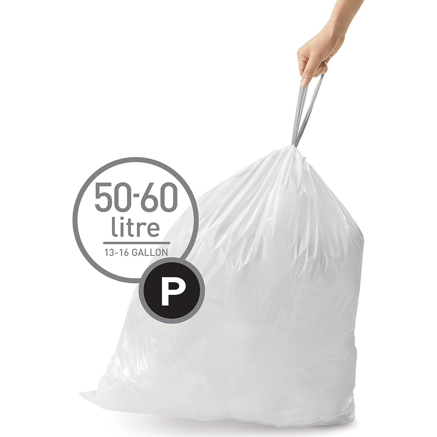 Forros de Basura Ajustados simplehuman Código P 100 Contar 60L