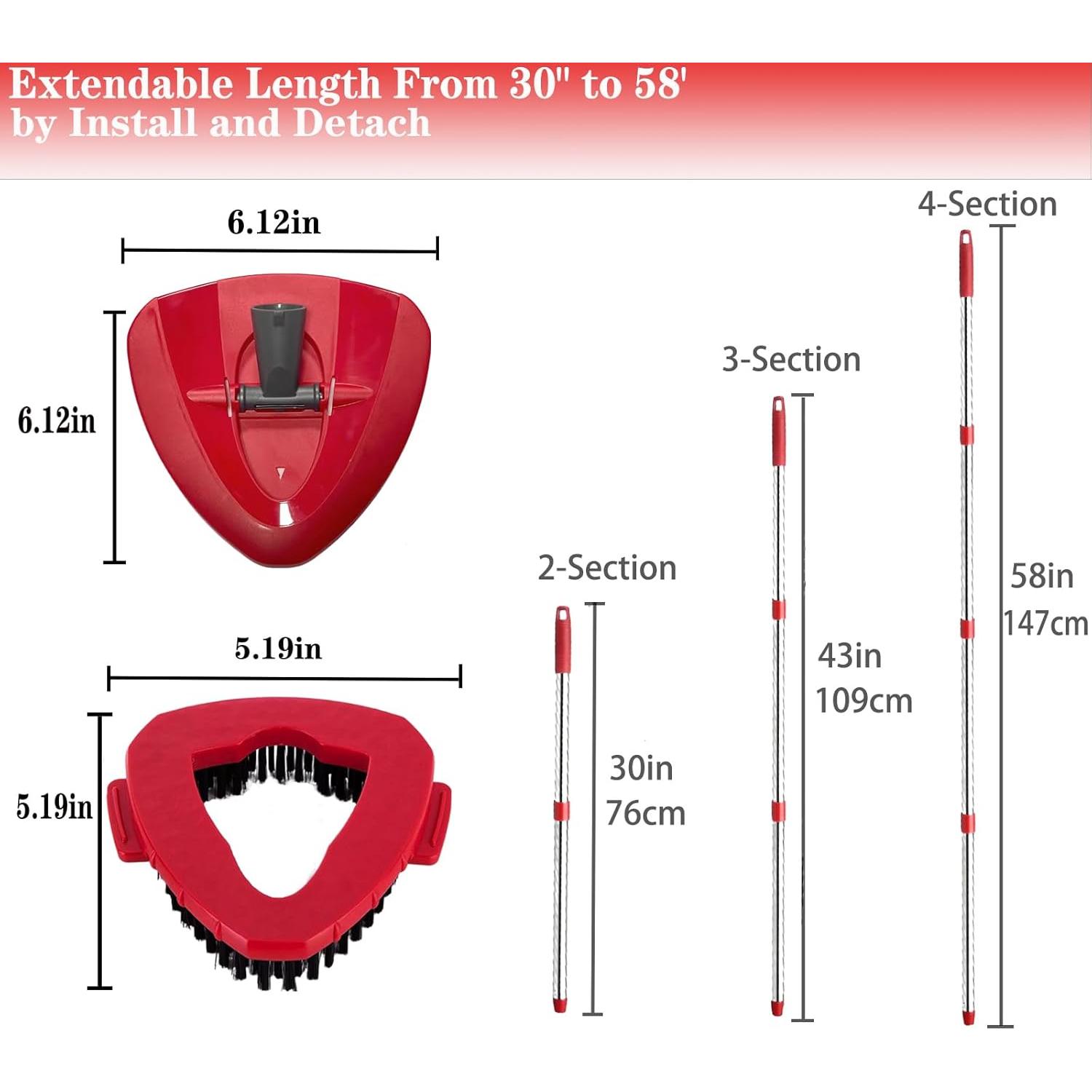 Mango de Mopa Ajustable Fazlynyi + Base y Cepillo Rojo